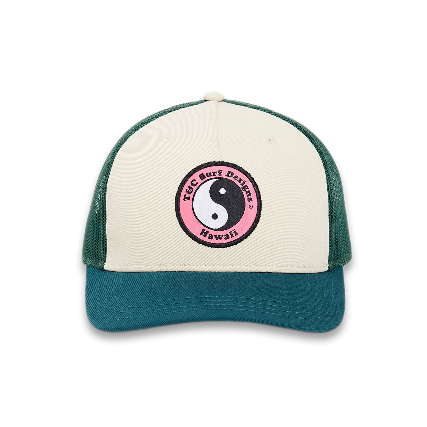T&C Surf Designs YY Trucker Cap - Green Sea Off White Pink logo