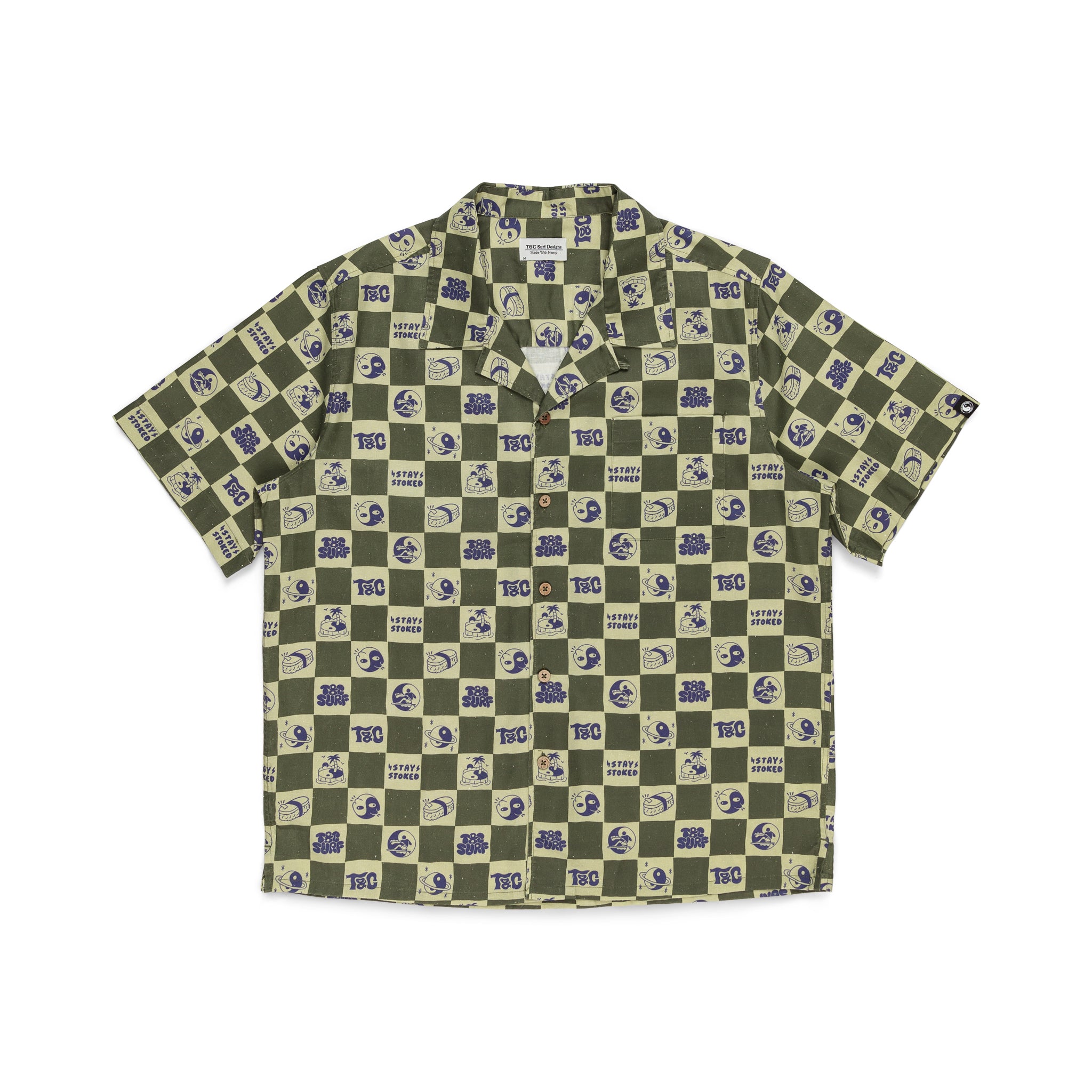 T&C Surf Designs Stoke Check S/S Shirt - Bright Military