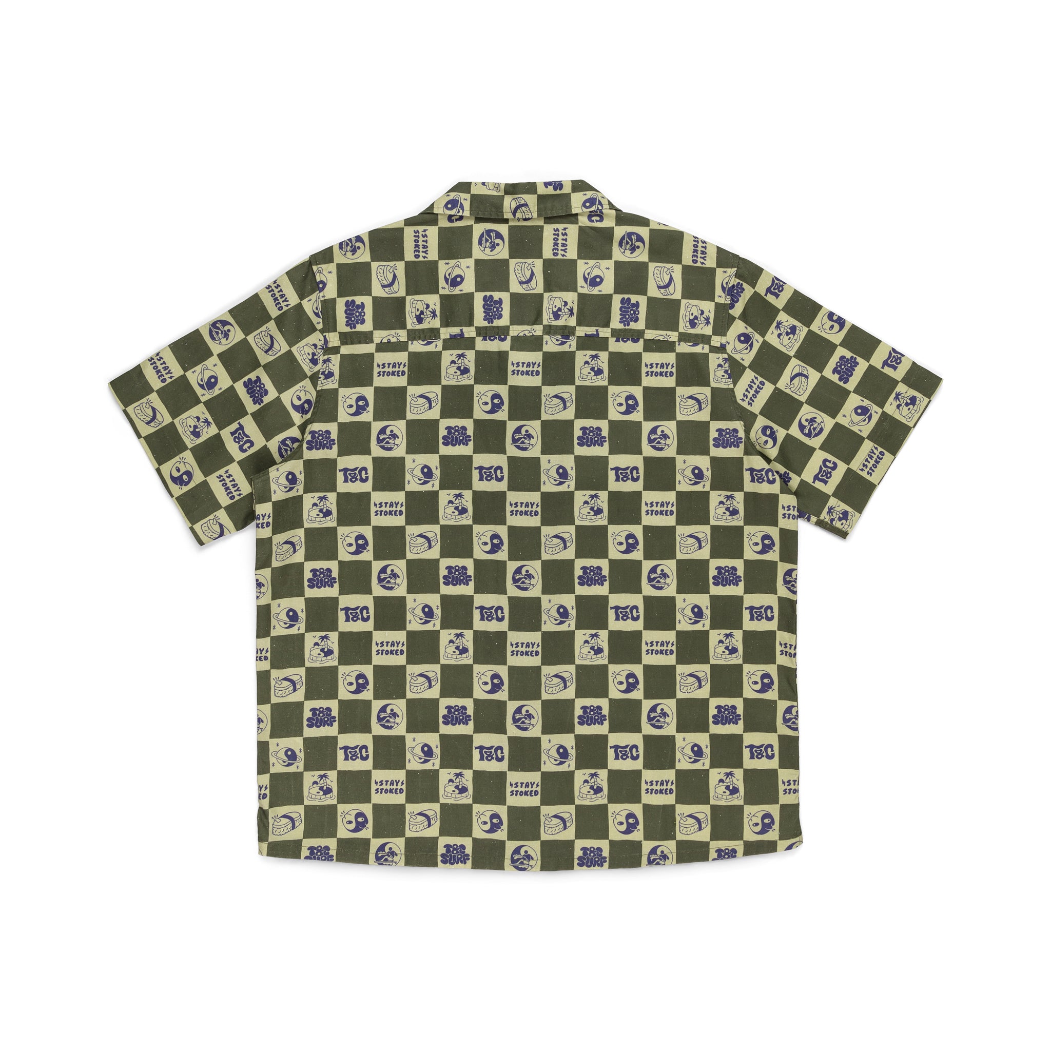 T&C Surf Designs Stoke Check S/S Shirt - Bright Military