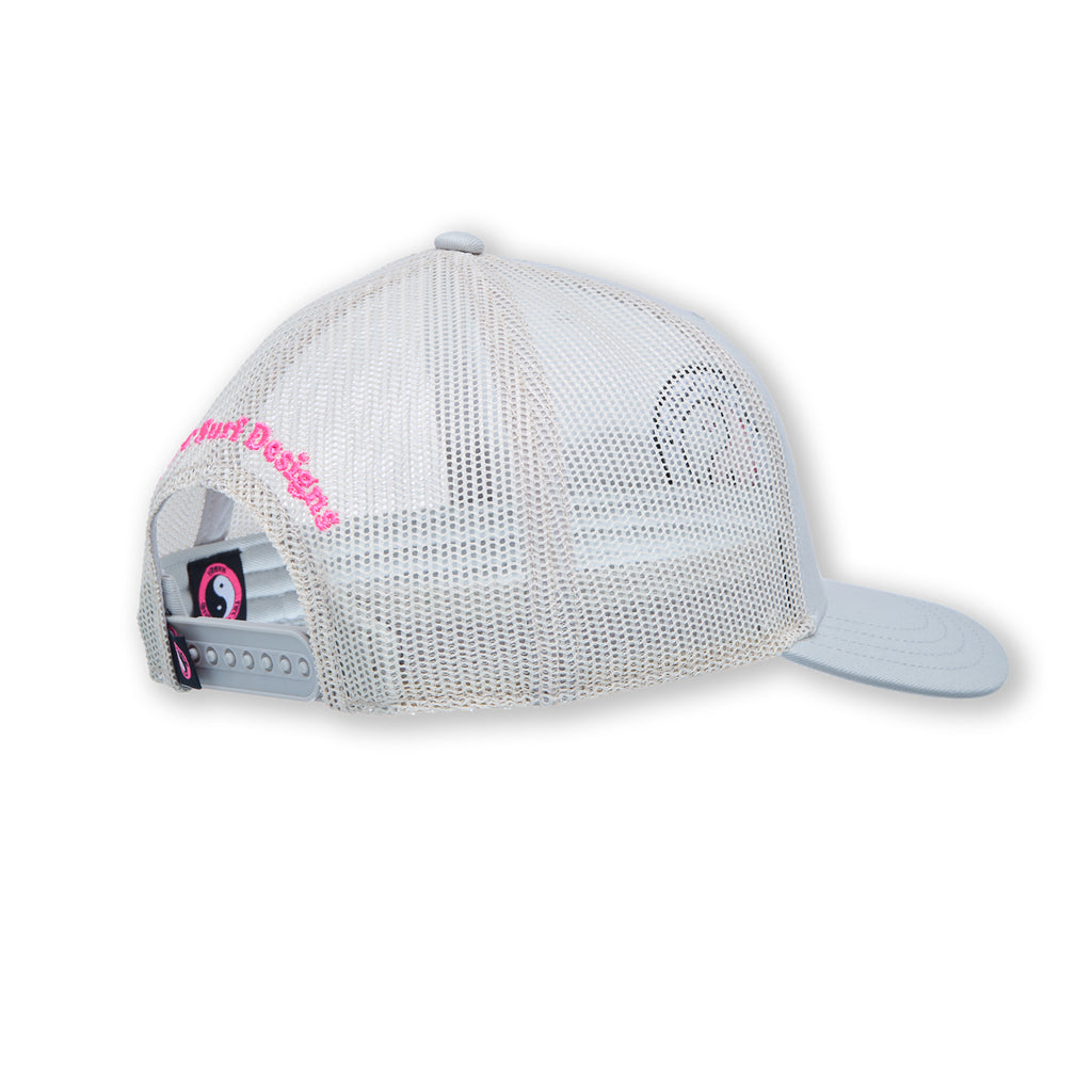 T&C Surf Designs YY Plain Trucker Cap-Grey / Pink Logo
