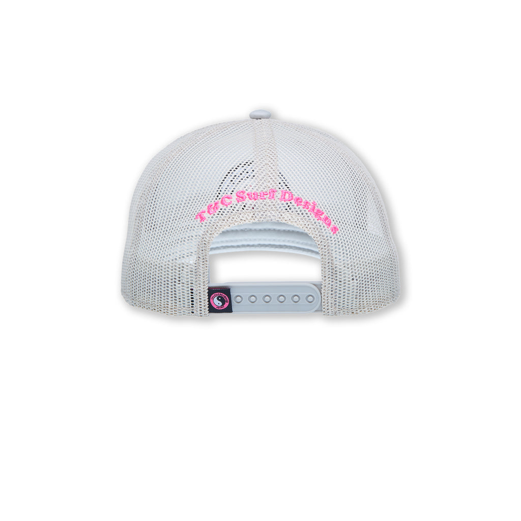 T&C Surf Designs YY Plain Trucker Cap-Grey / Pink Logo