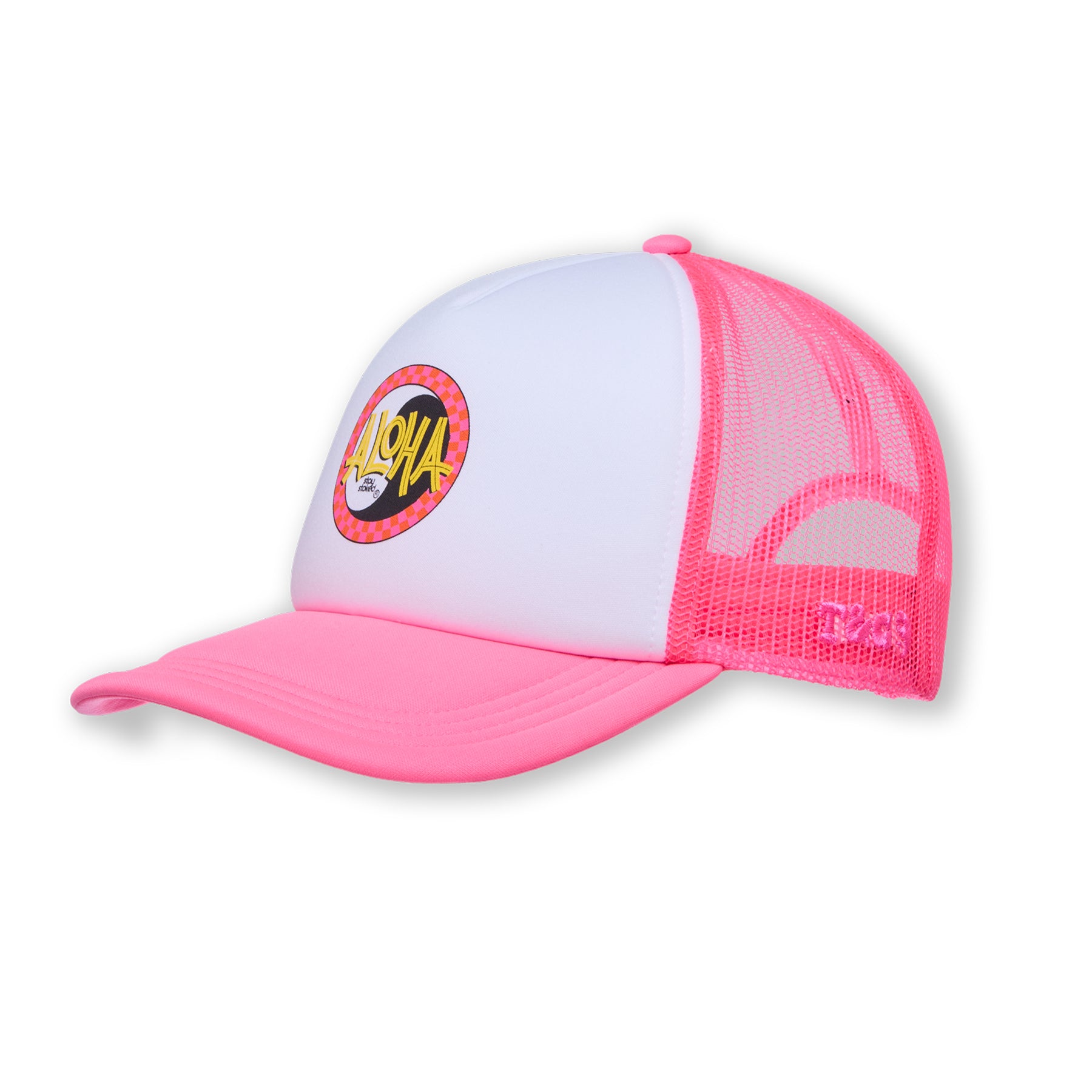T&C Surf Designs Aloha Foam Trucker Cap-White / Pink