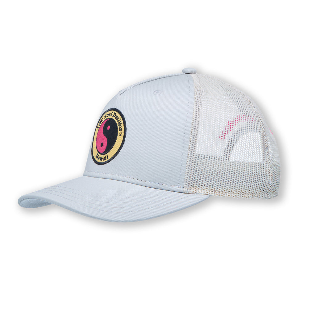 T&C Surf Designs YY Plain Trucker Cap-Grey / Pink Logo