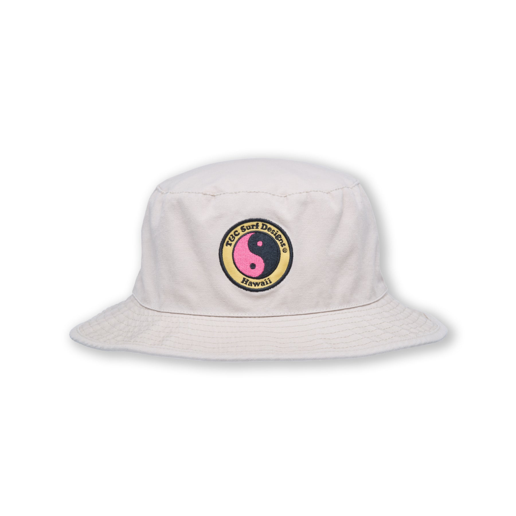 T&C Surf Designs YY Bucket Hat-Stone / Pink Logo