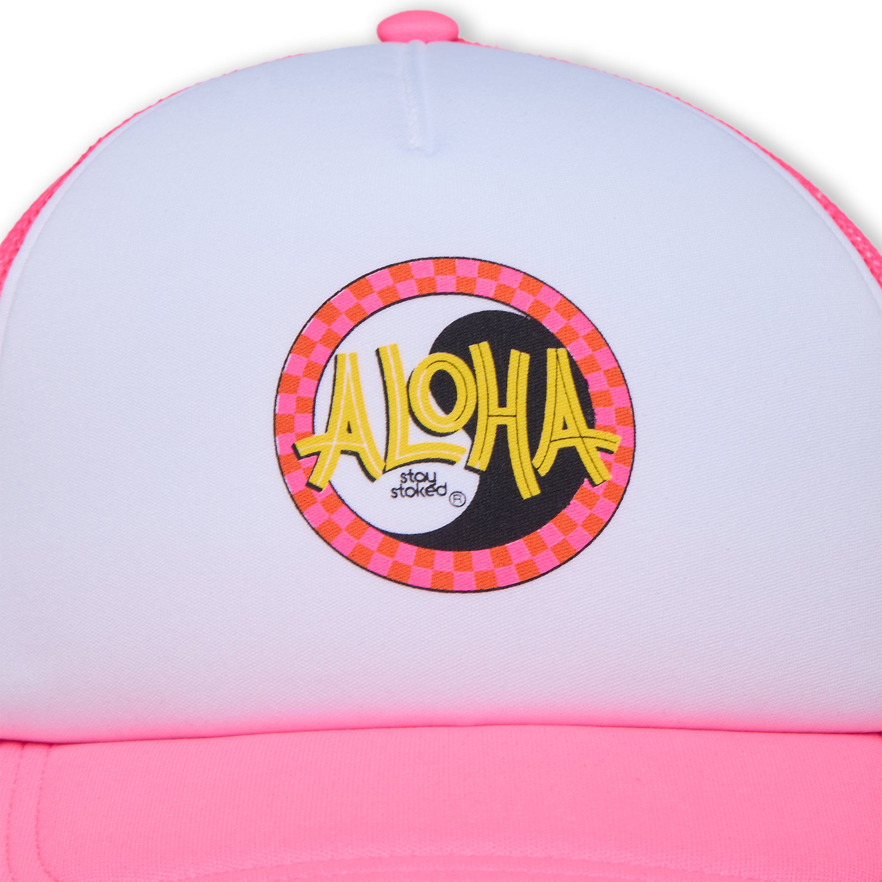 T&C Surf Designs Aloha Foam Trucker Cap-White / Pink