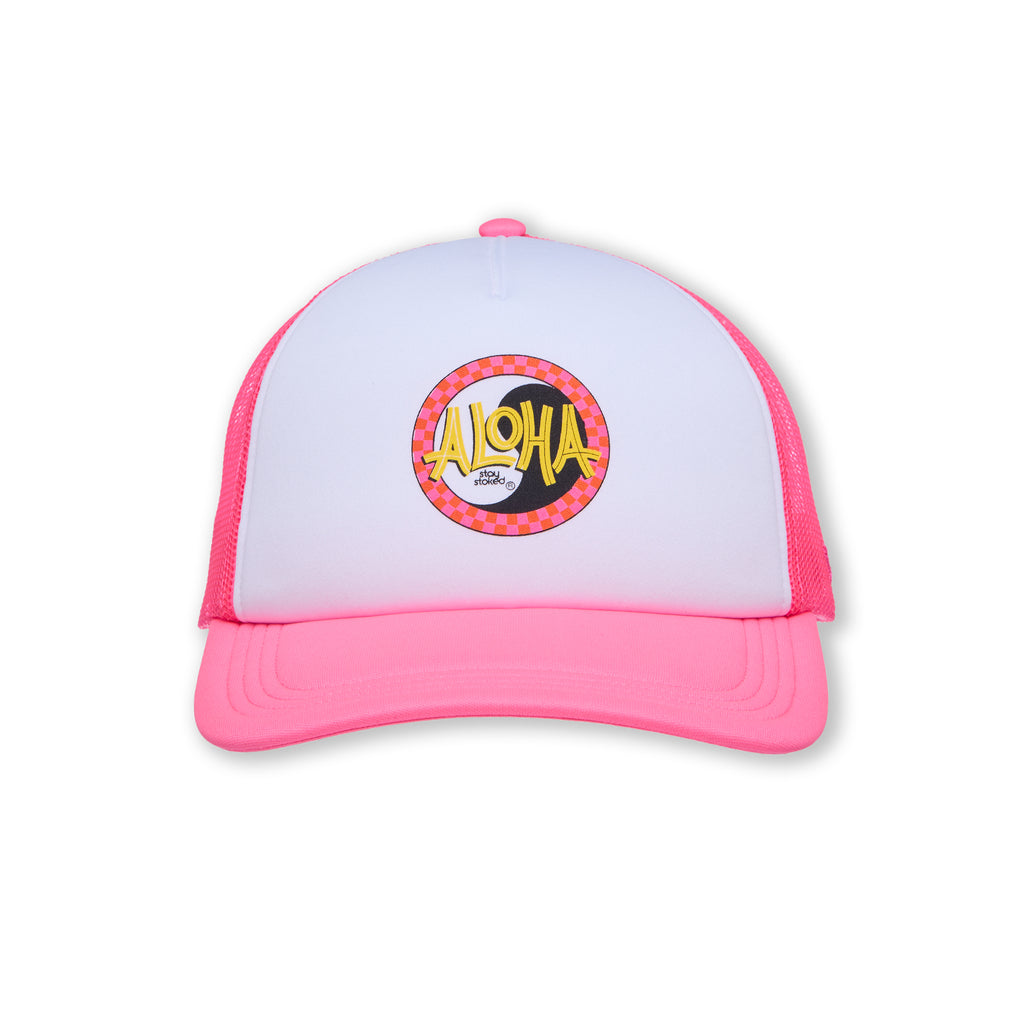 T&C Surf Designs Aloha Foam Trucker Cap-White / Pink