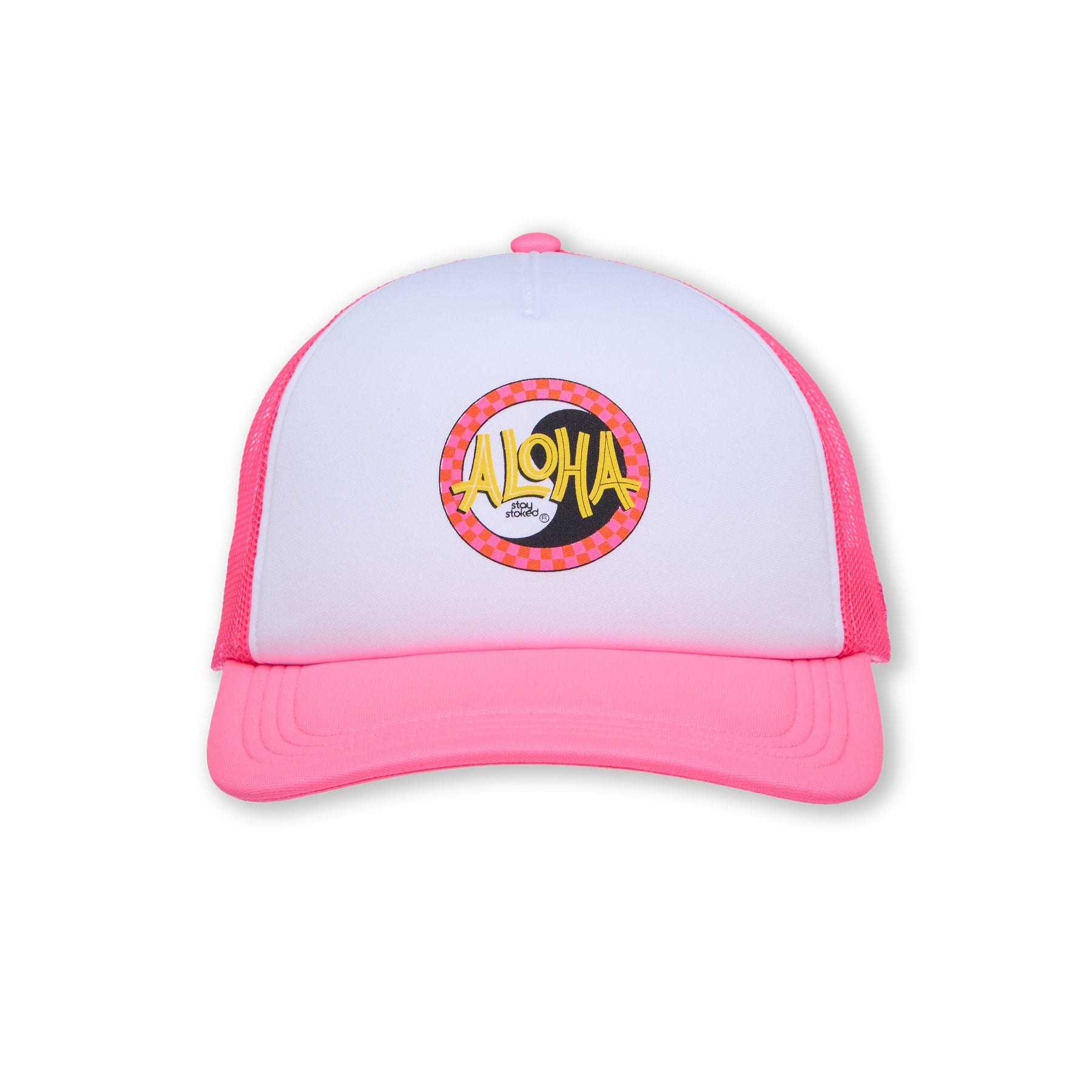 T&C Surf Designs Aloha Foam Trucker Cap-White / Pink
