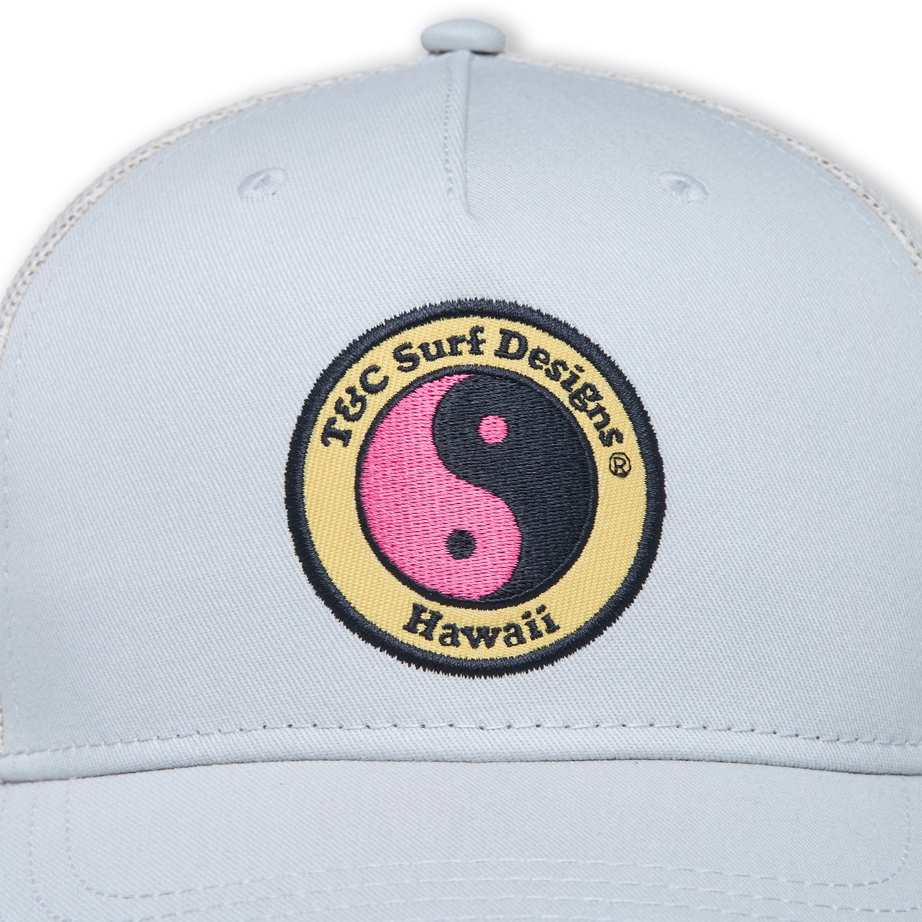 T&C Surf Designs YY Plain Trucker Cap-Grey / Pink Logo