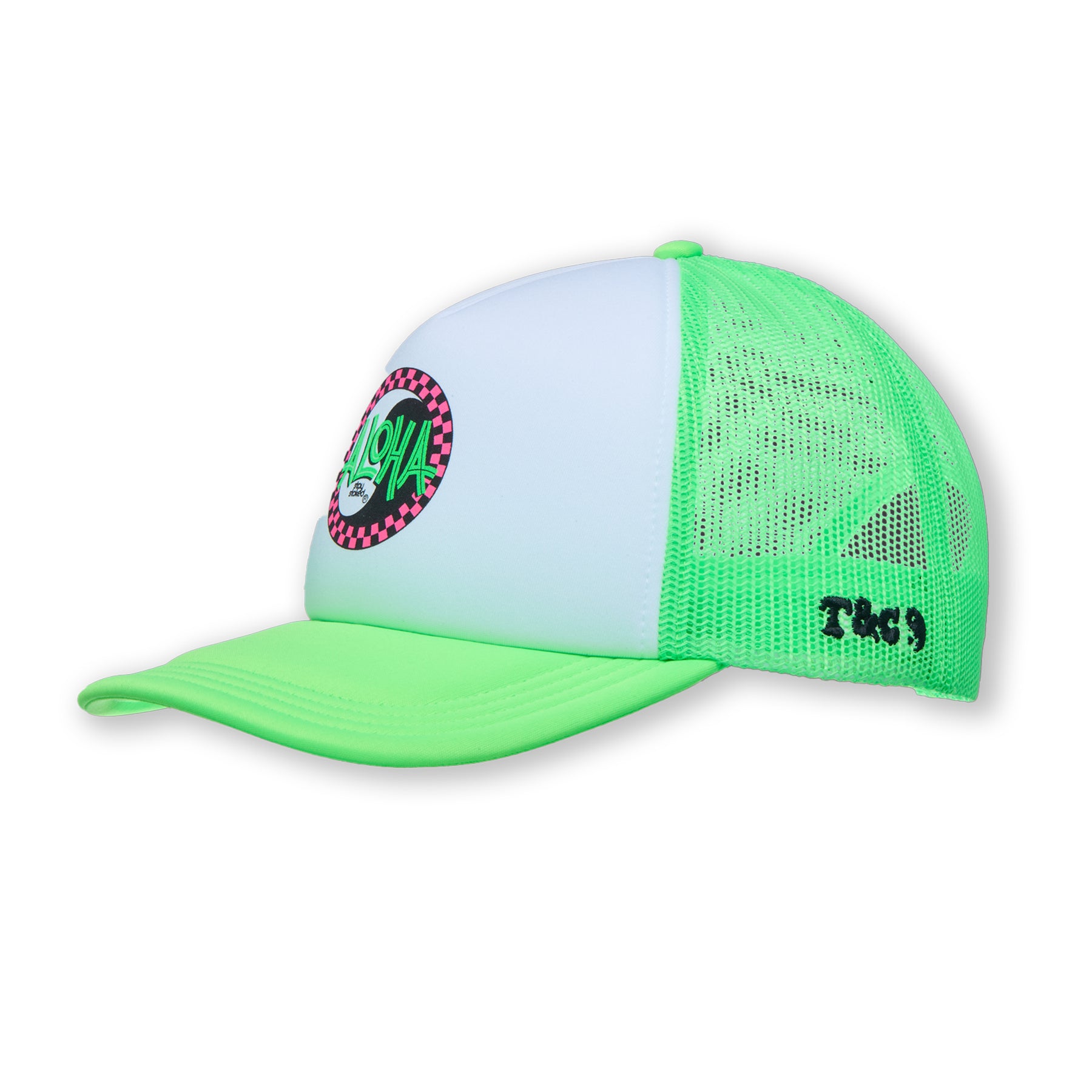 T&C Surf Designs Aloha Foam Trucker Cap-Fluo Green / White