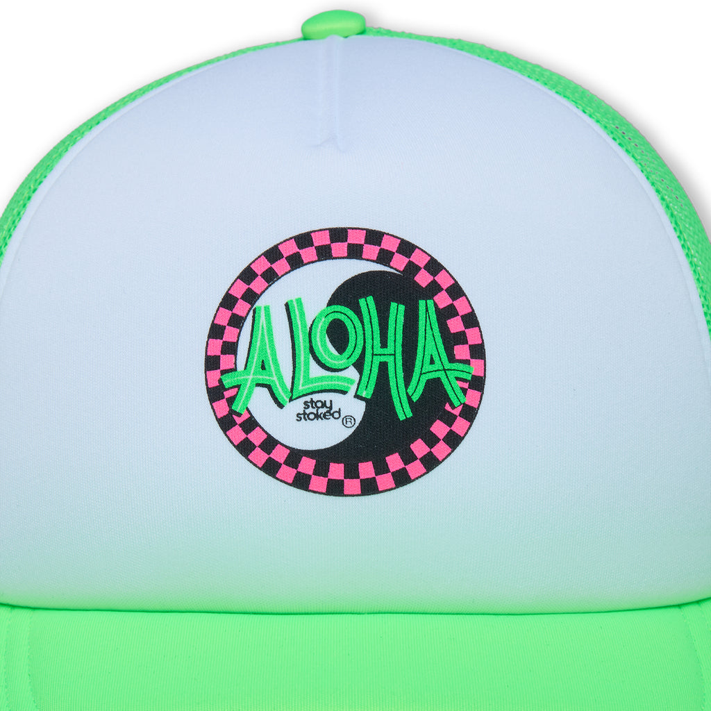 T&C Surf Designs Aloha Foam Trucker Cap-Fluo Green / White