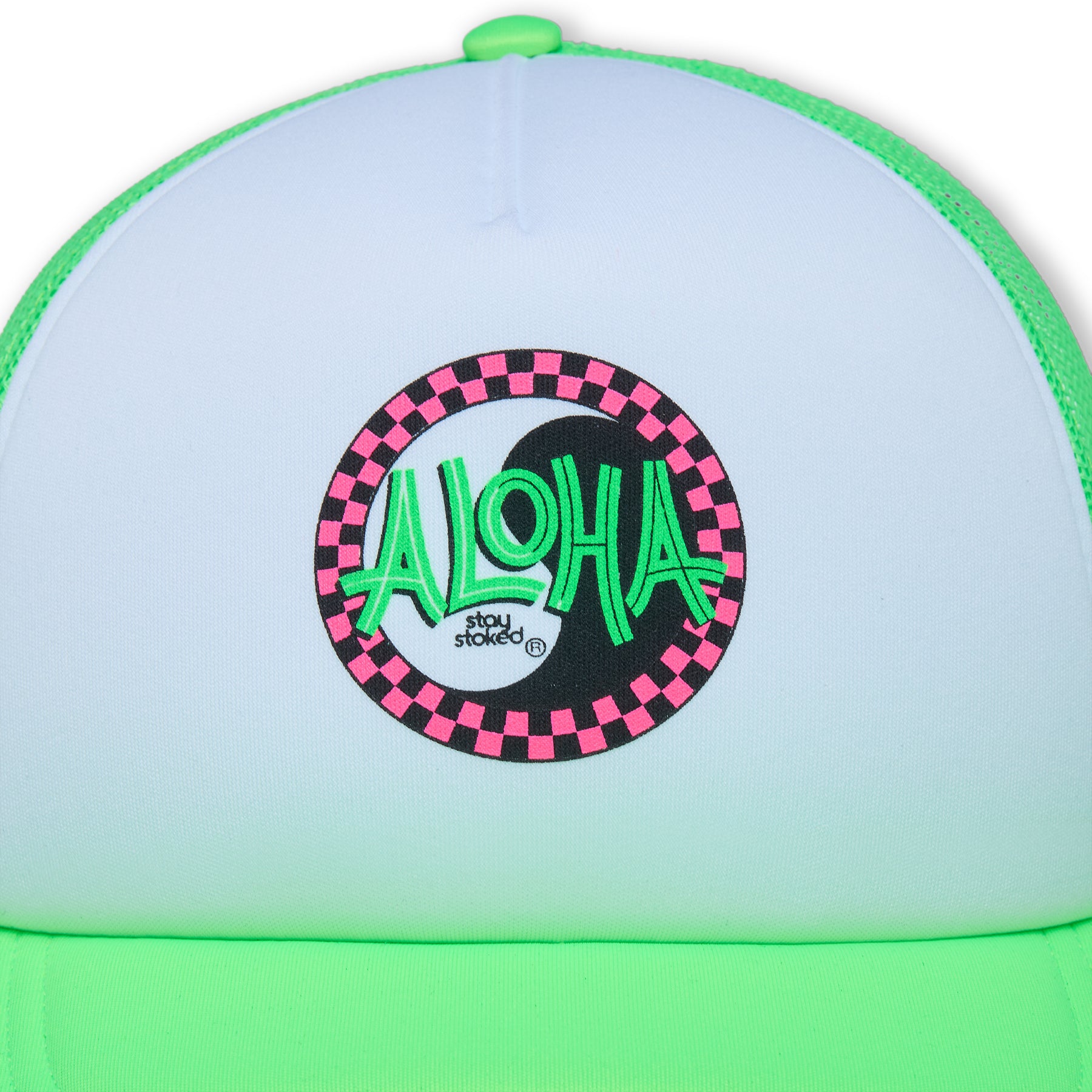 T&C Surf Designs Aloha Foam Trucker Cap-Fluo Green / White