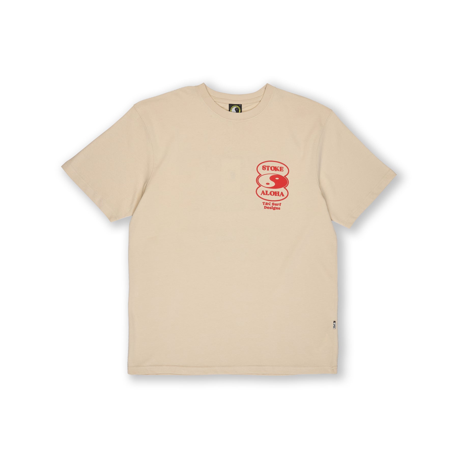 T&C Surf Designs Oval Front Logo  S/S Tee-Greige