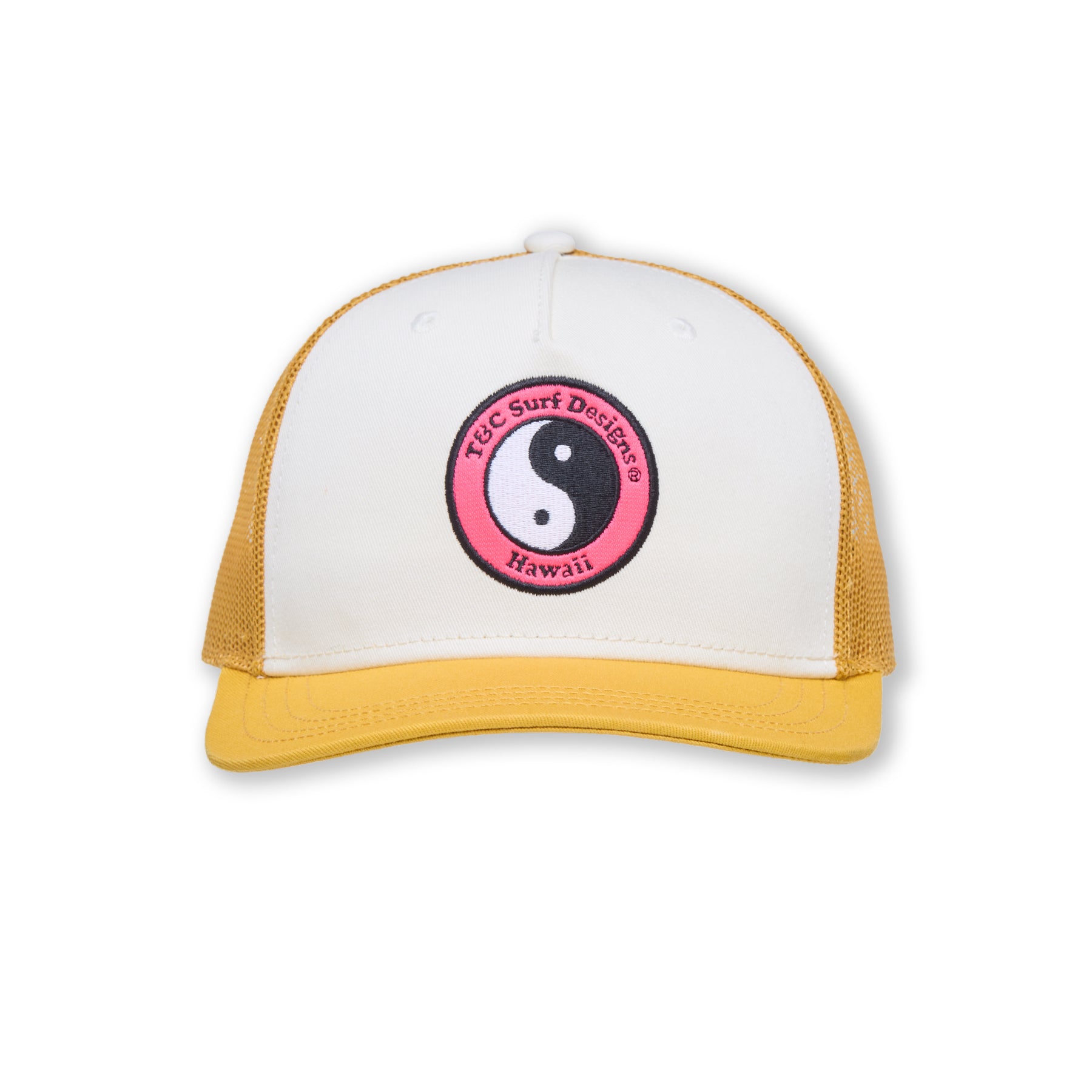 T&C Surf Designs YY Multico Trucker Cap - Yellow Natural Pink Logo