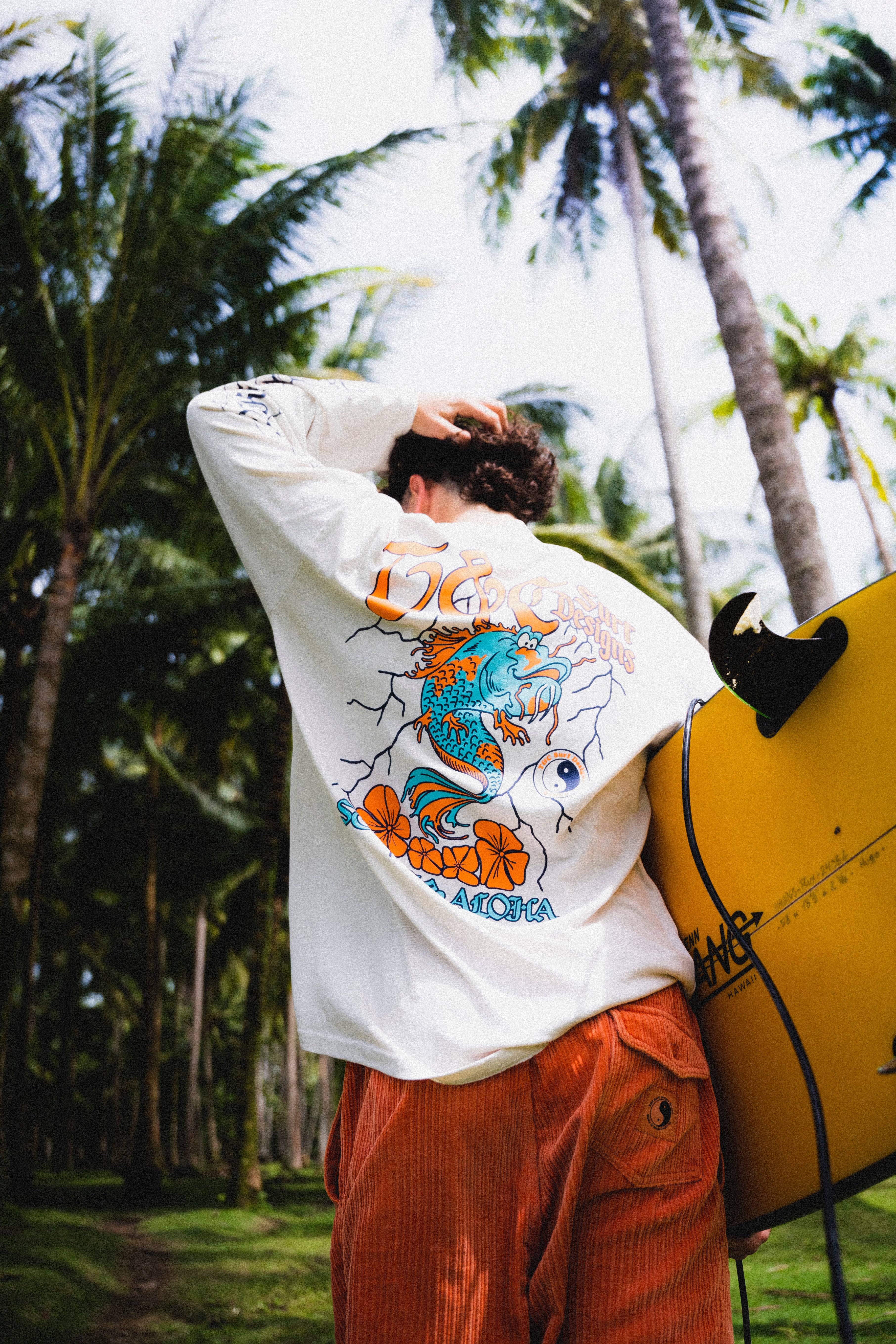 T&C Surf Designs Koï Lightning  L/S Tee-Light Grey