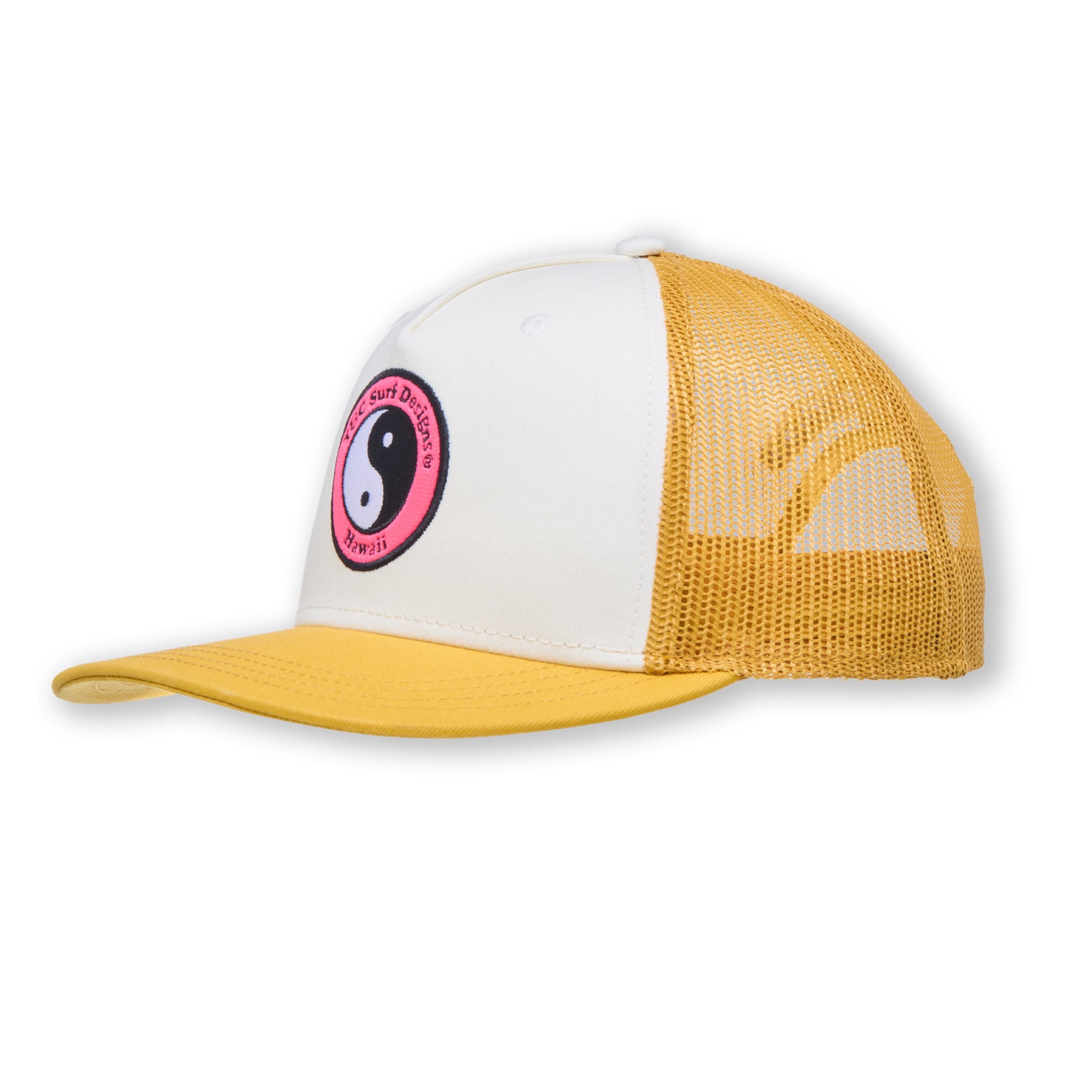 T&C Surf Designs YY Multico Trucker Cap - Yellow Natural Pink Logo
