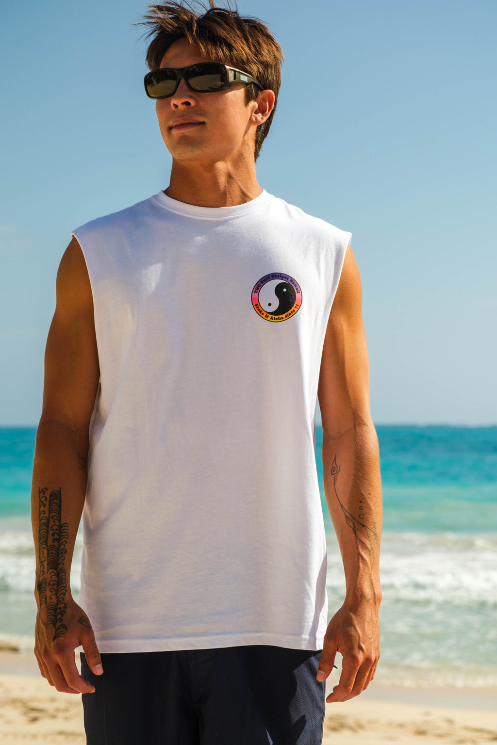YY 71 Logo Muscle Débardeur -White