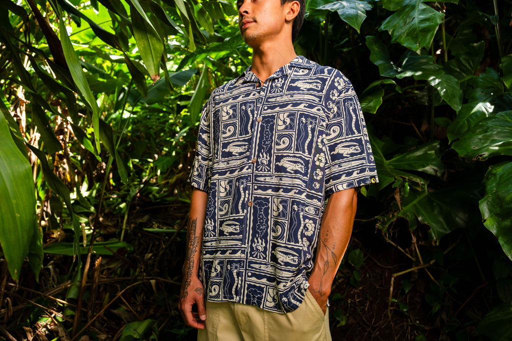 T&C Surf Designs Aloha chemise manches courtes - Navy Kenny Camp