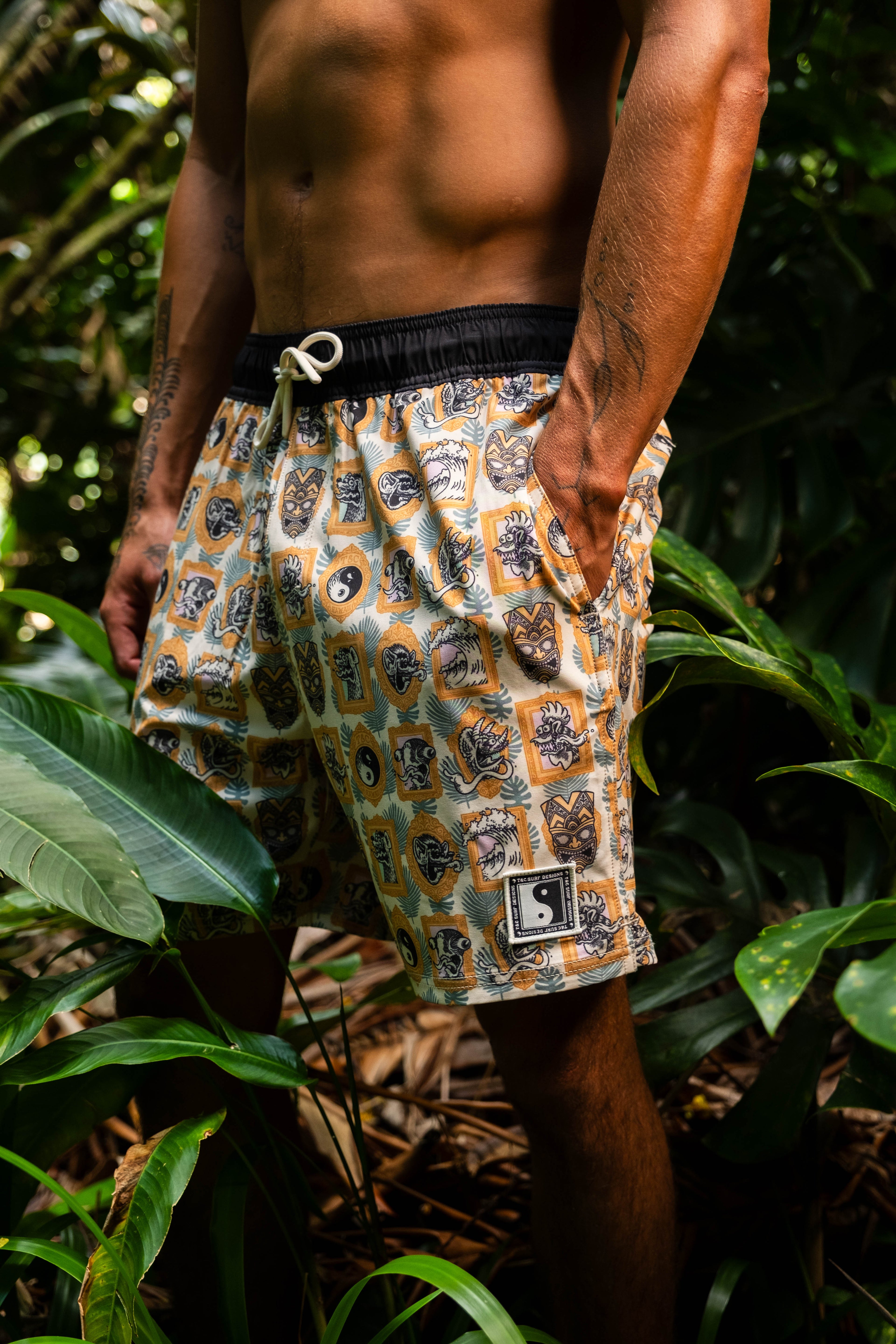 T&C Surf Designs Aloha Elastic 17.5" Beach Short - Greige