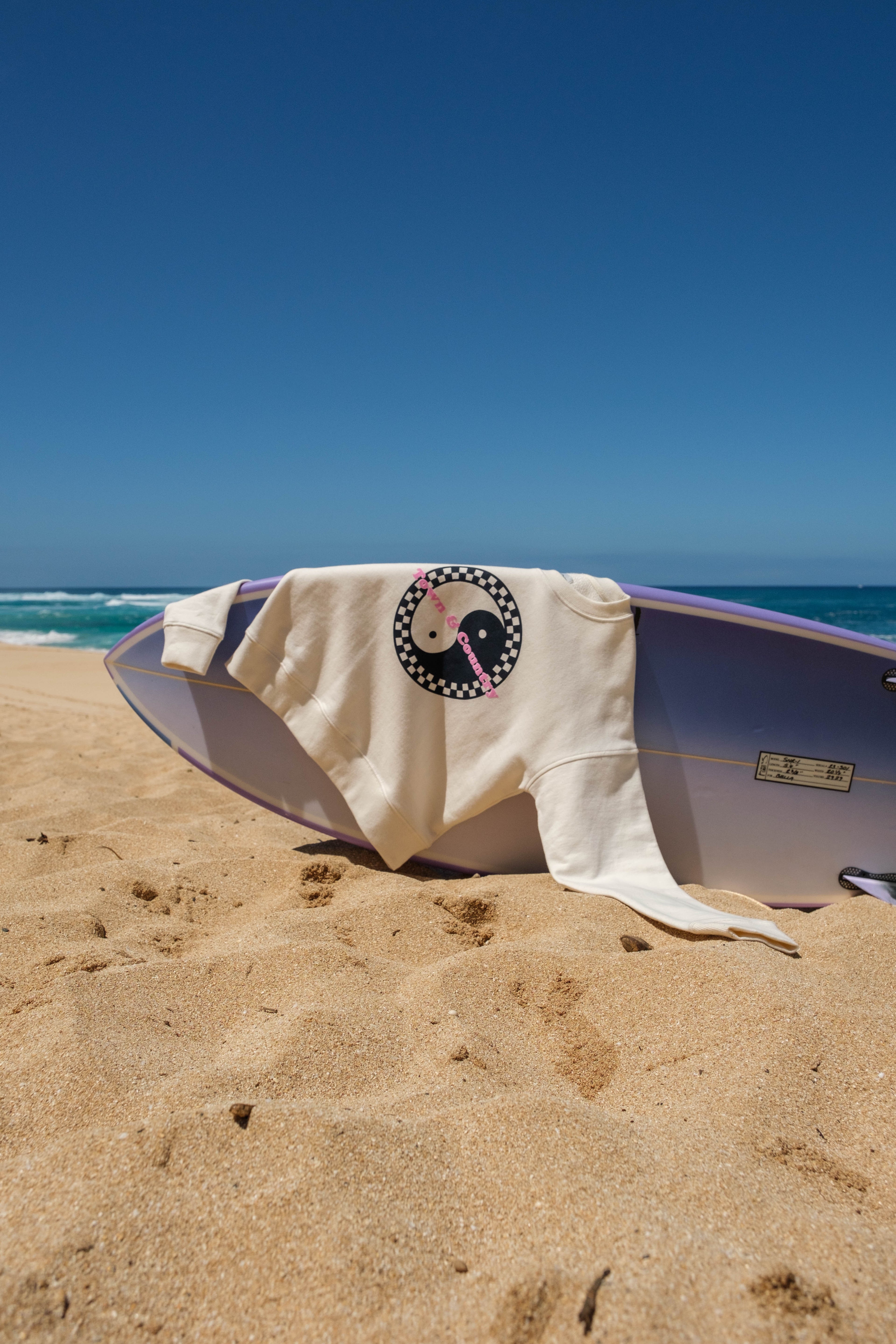 T&C Surf Designs Women Checky Crew Sweat - Off White