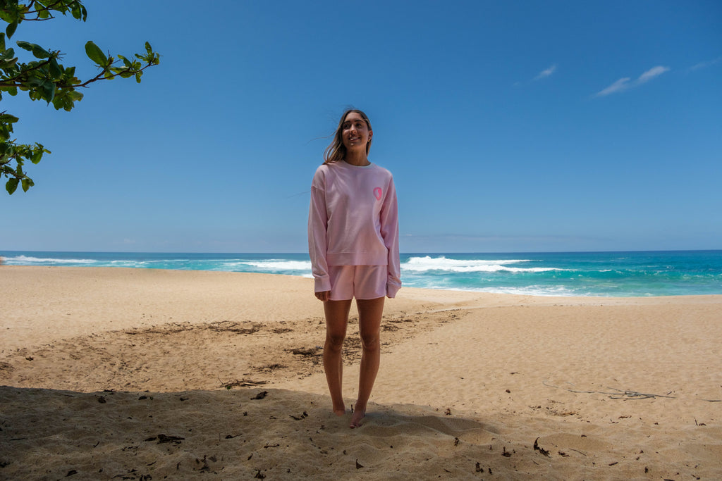 T&C Surf Designs Women YY Crew Sweat- Washed Rose