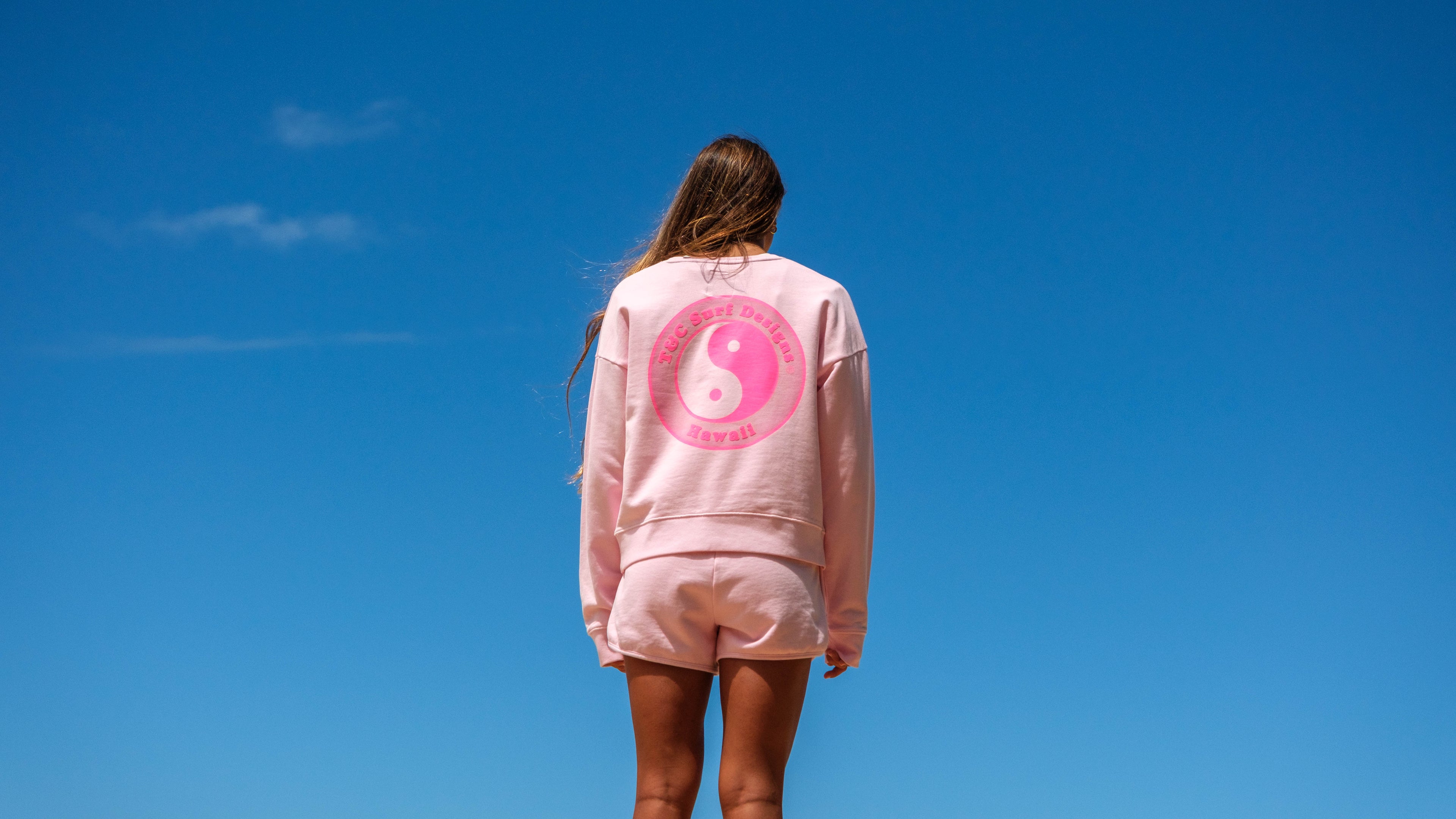 T&C Surf Designs Women YY Crew Sweat- Washed Rose