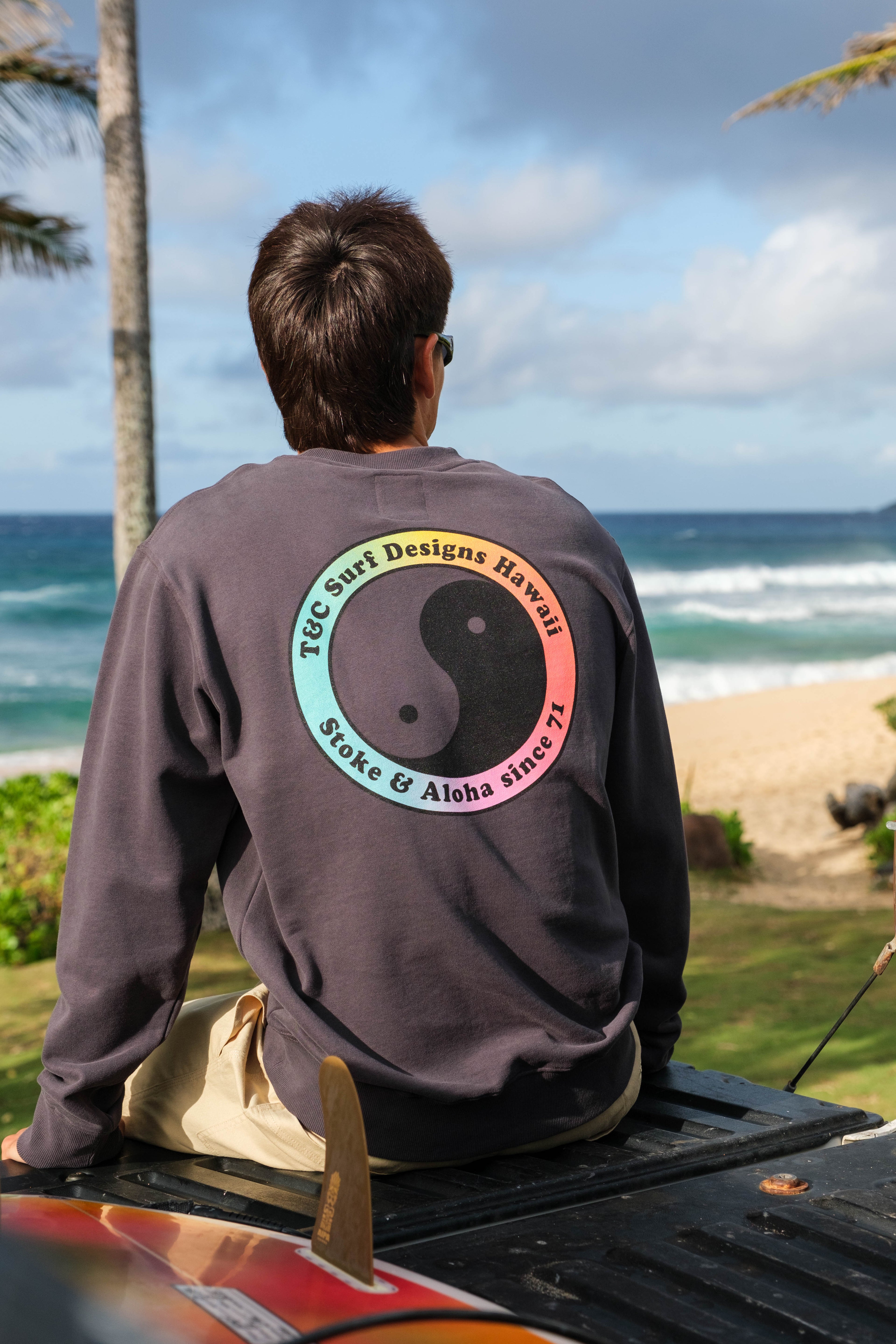 T&C Surf Designs YY 71 CREW SWEAT - Washed Black