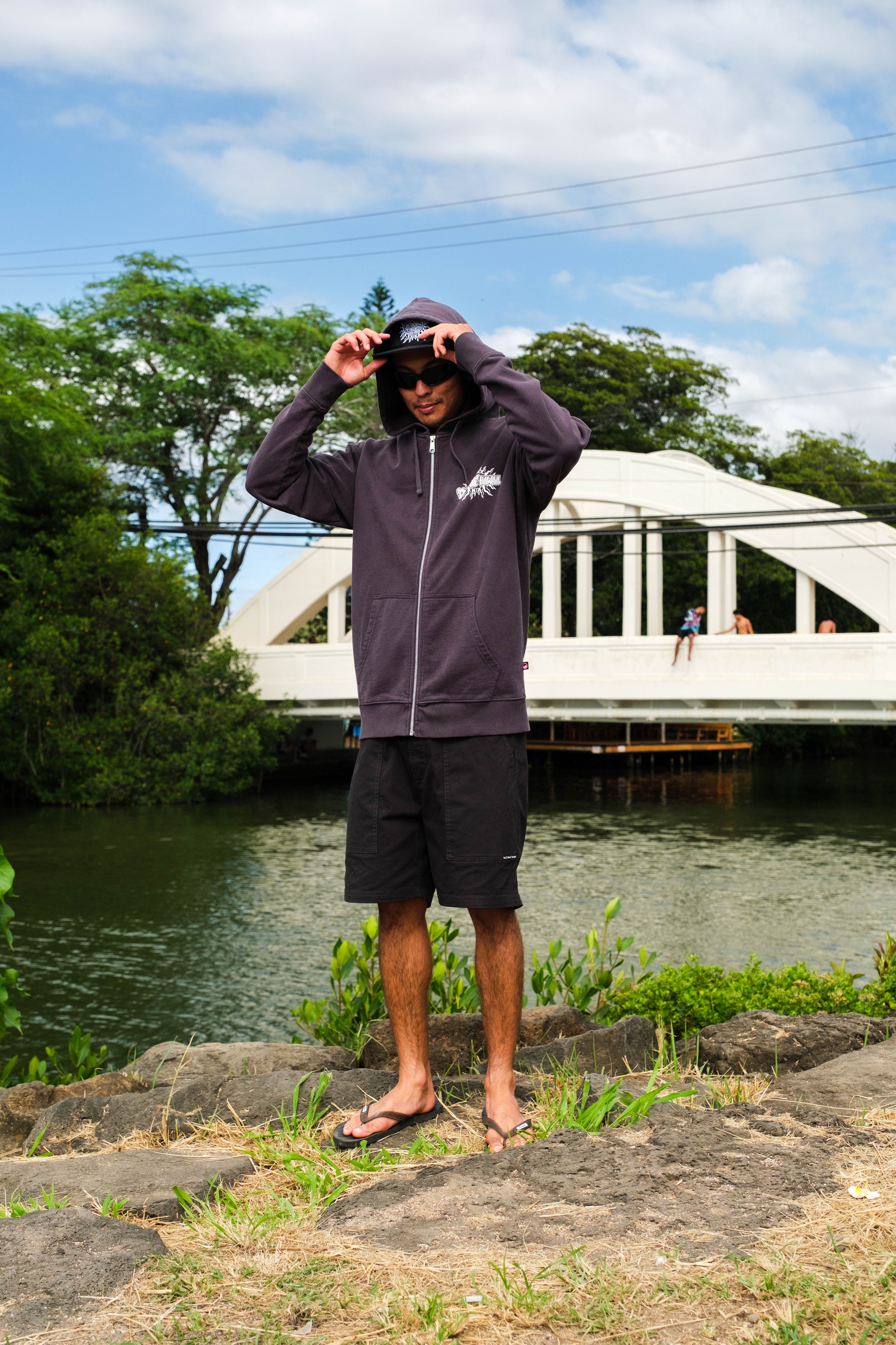 T&C Surf Designs Under the Sun Full Zip Hooded Sweatshirt - Washed Black