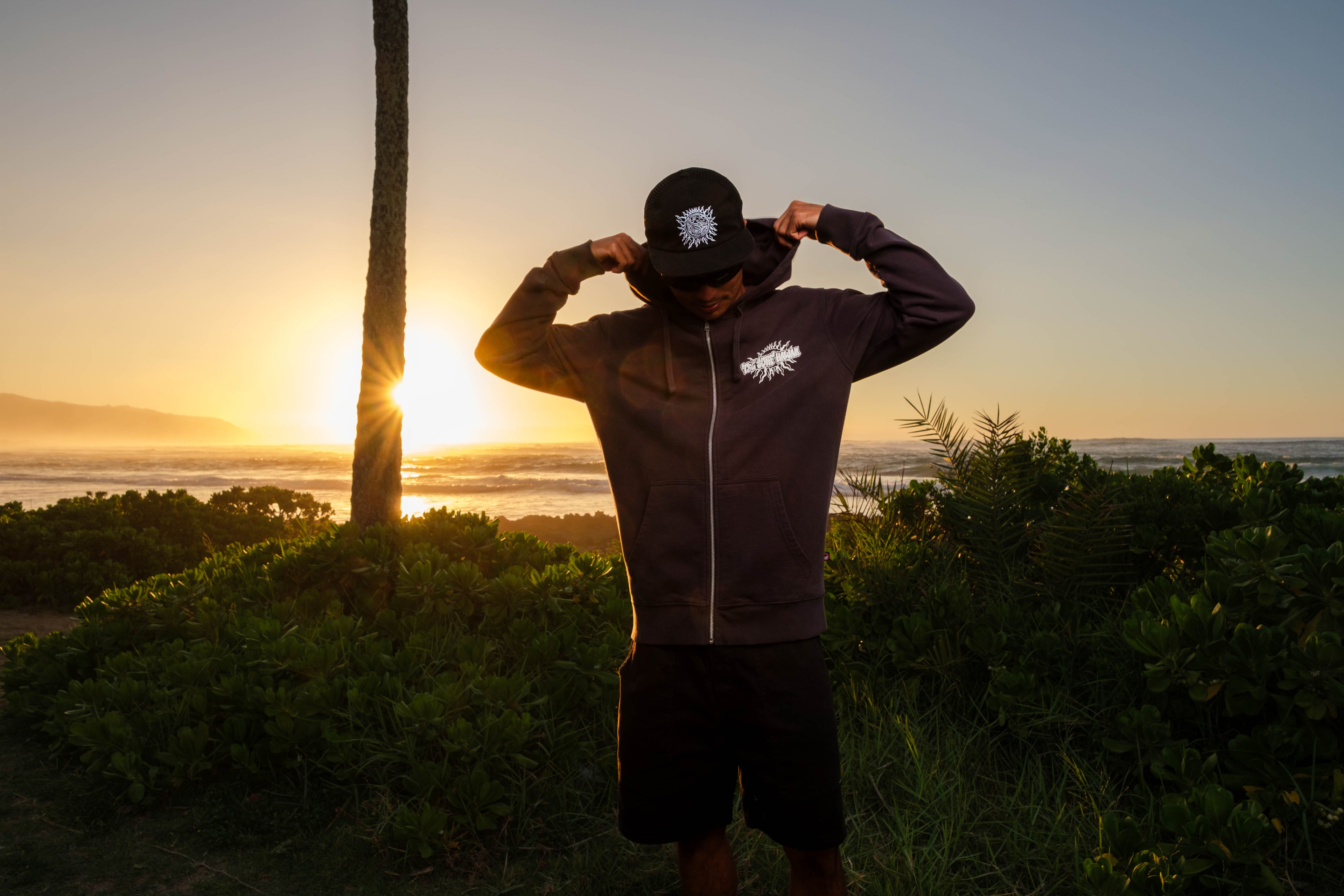 T&C Surf Designs Under the Sun Full Zip Hooded Sweatshirt - Washed Black