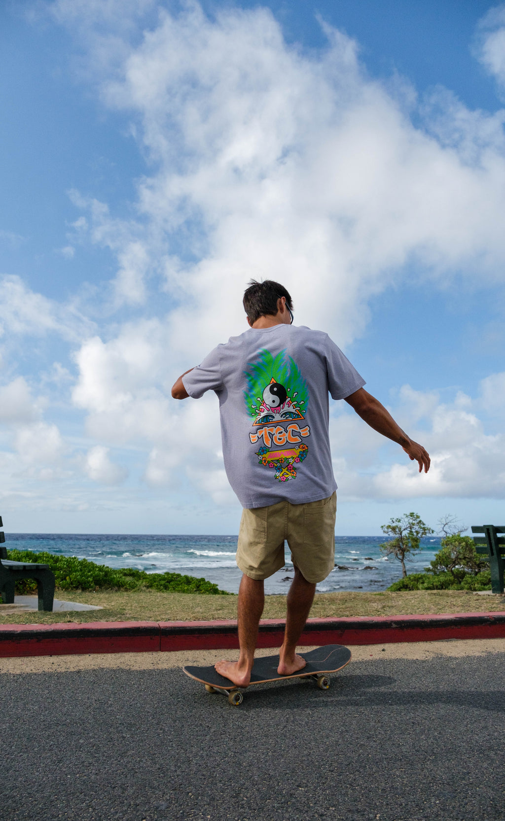 T&C Surf Designs Palms S/S T-Shirt - Washed Lavender