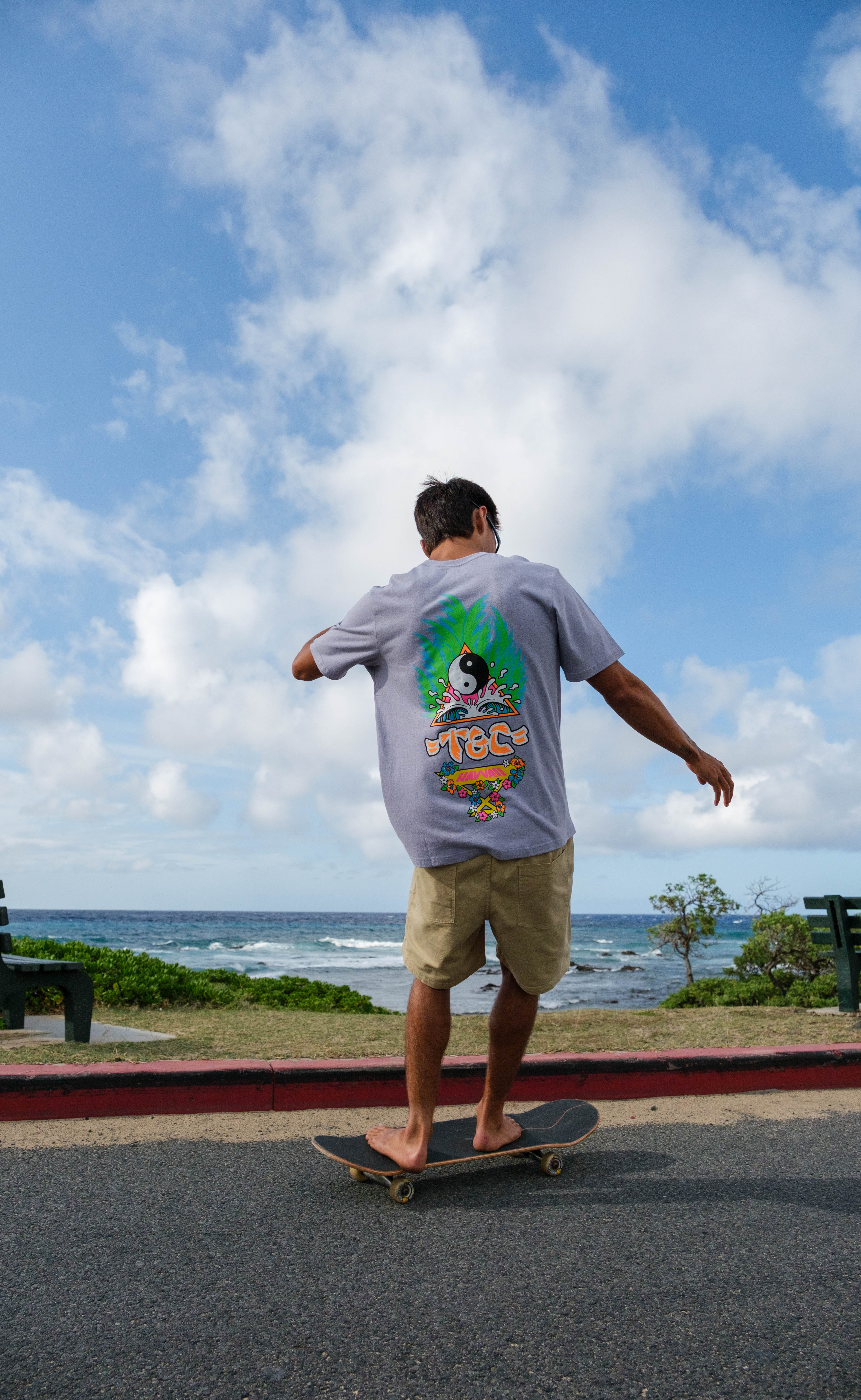 T&C Surf Designs Palms S/S T-Shirt - Washed Lavender