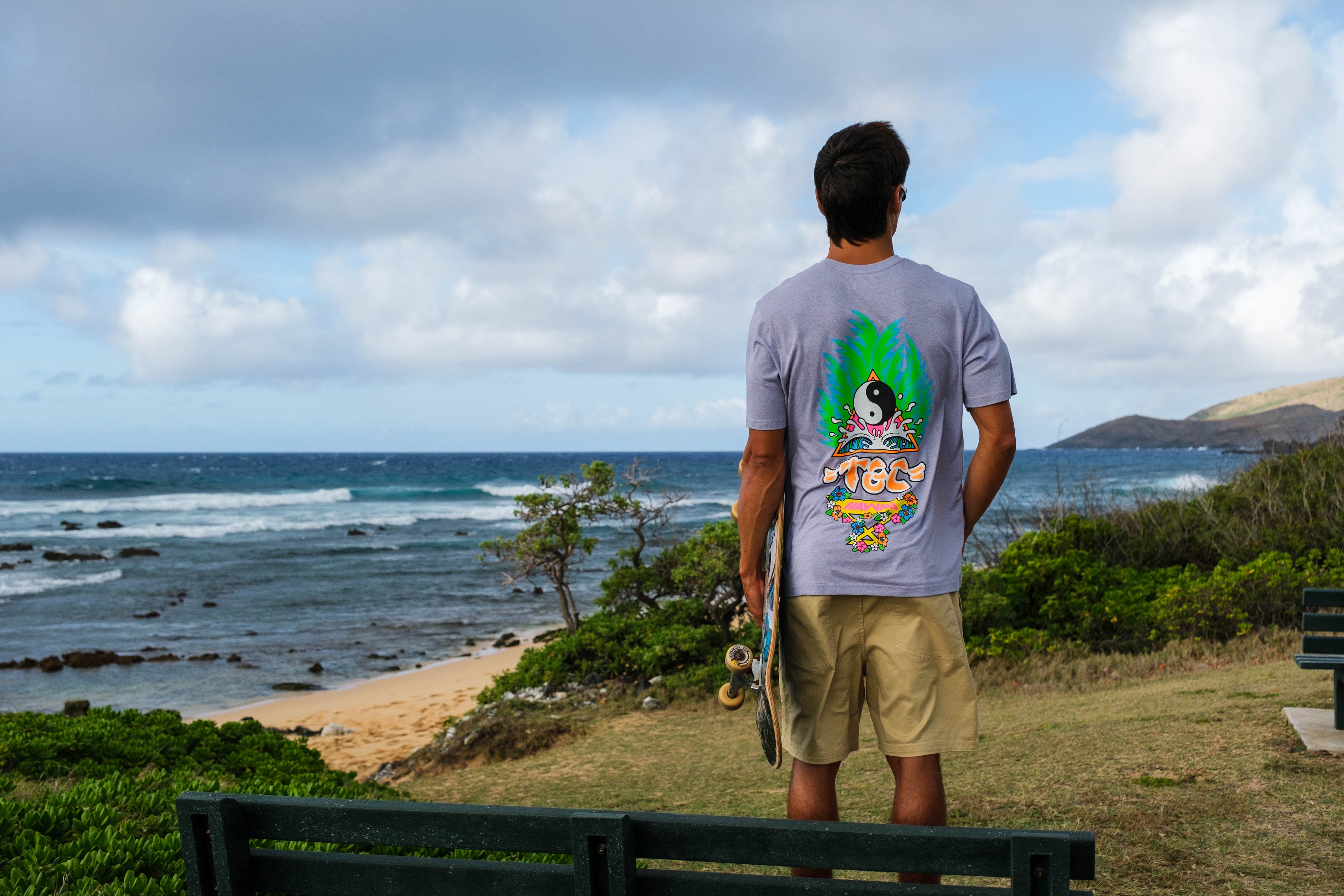 T&C Surf Designs Palms S/S T-Shirt - Washed Lavender