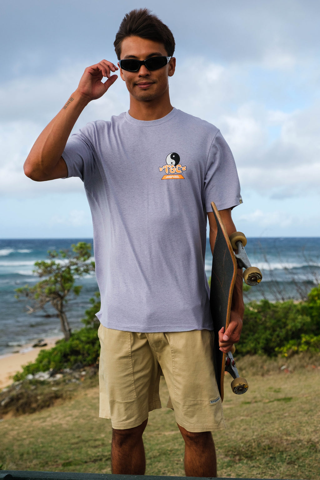 T&C Surf Designs Palms S/S T-Shirt - Washed Lavender