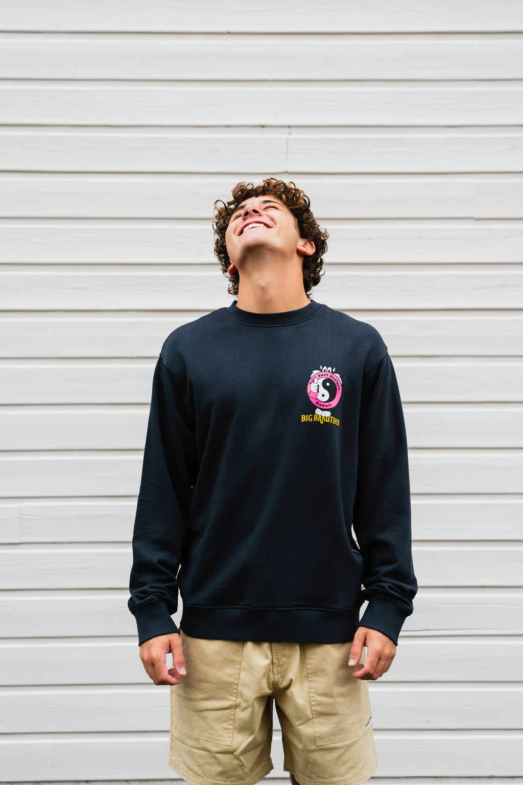 BIG BRAUTHER X T&amp;C Surf Designs Crew Fleece Cat logo - Washed Black