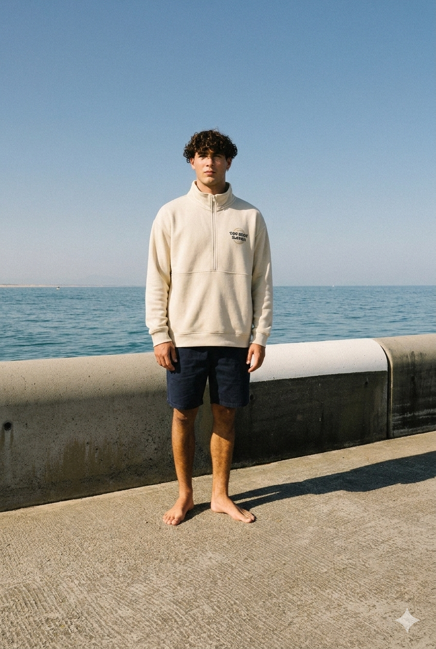 T&C Surf Designs TCSH Sweatshirt com Fecho até ao Peito - Bege-acinzentado