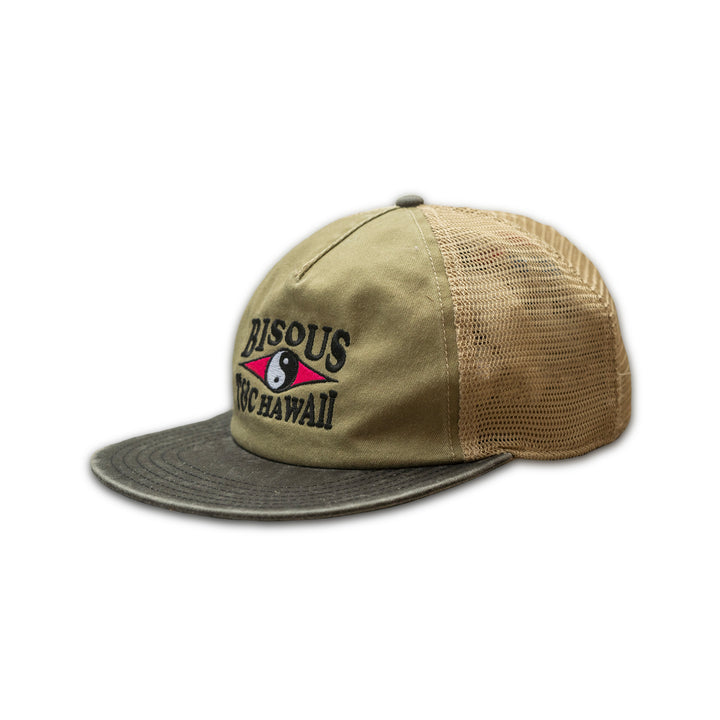 KISSES x T&amp;C 5 PANEL FLAT TRUCKER - KHAKI/OFF WHITE / W.BLACK