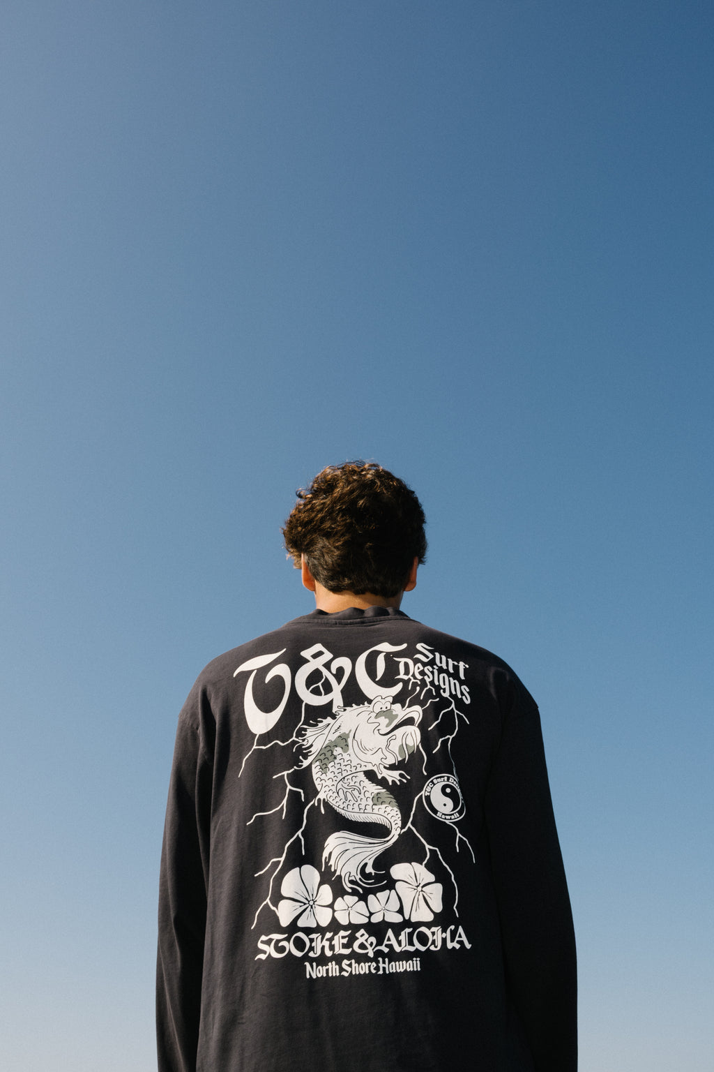 T&C Surf Designs Koï Lightning  L/S Tee-Fatigue Black