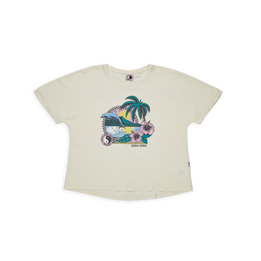 T&C Surf Designs Women Dolphins  S/S Tee - Greige