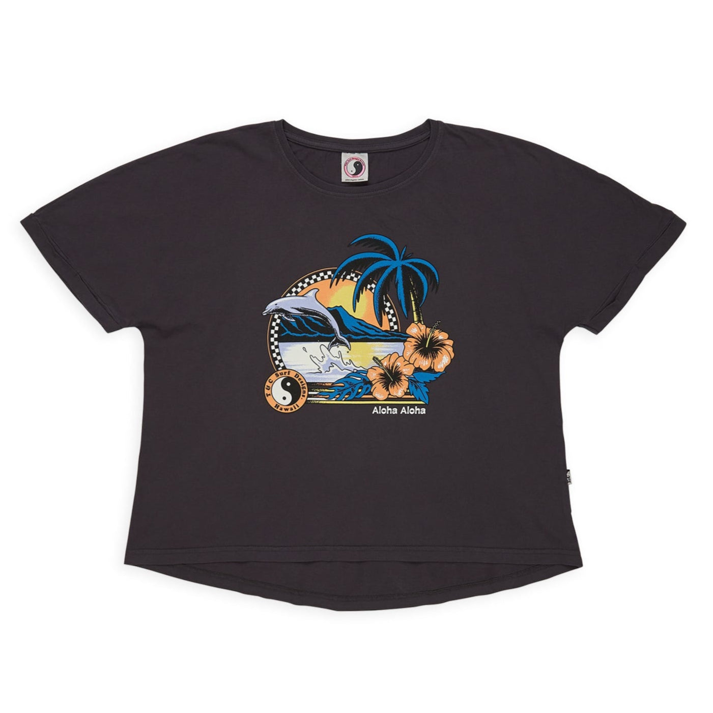 T&C Surf Designs Women Dolphins  S/S T-Shirt - Washed Black
