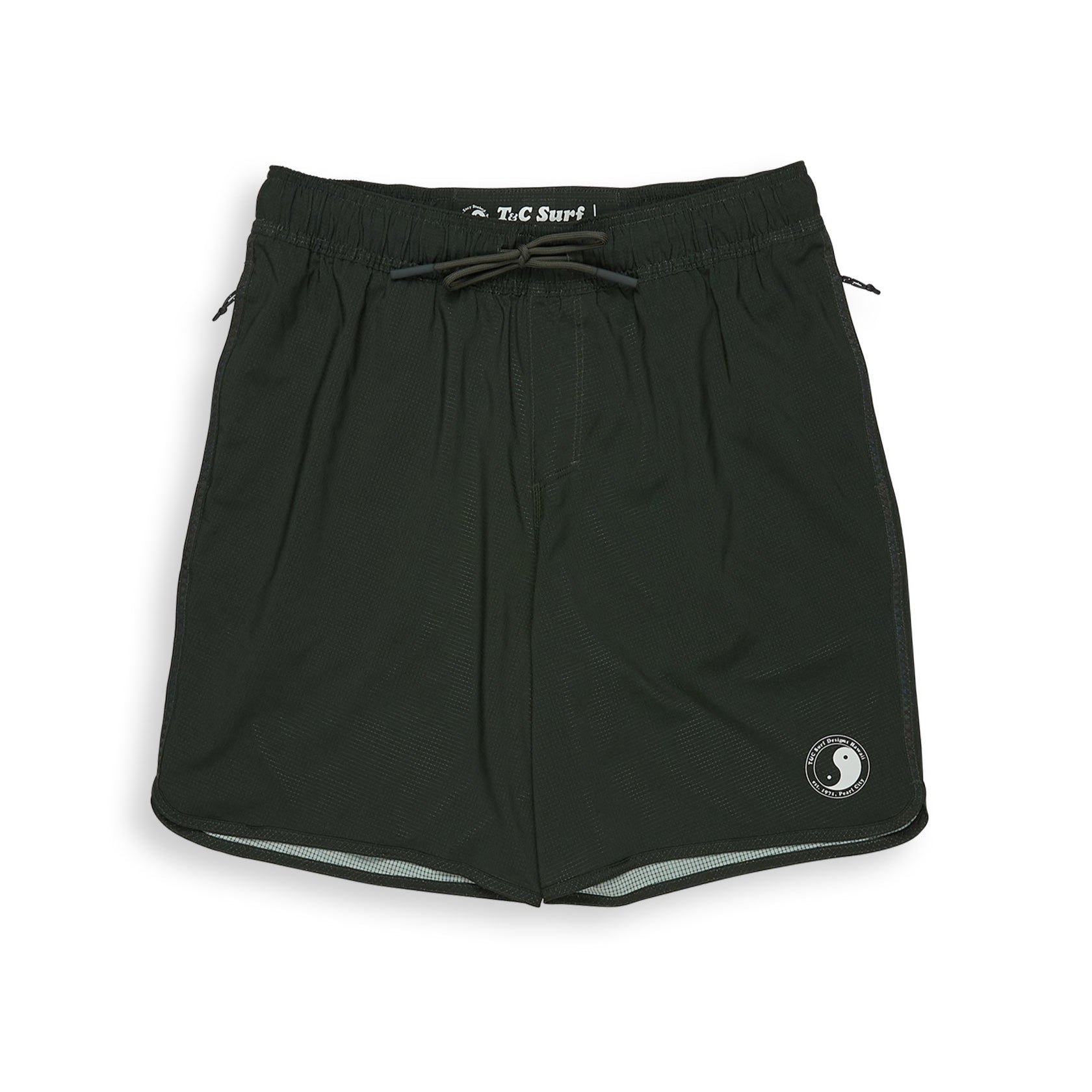 T&C Surf Designs Elastic-Scalop-19" Beach Short - Dark Military