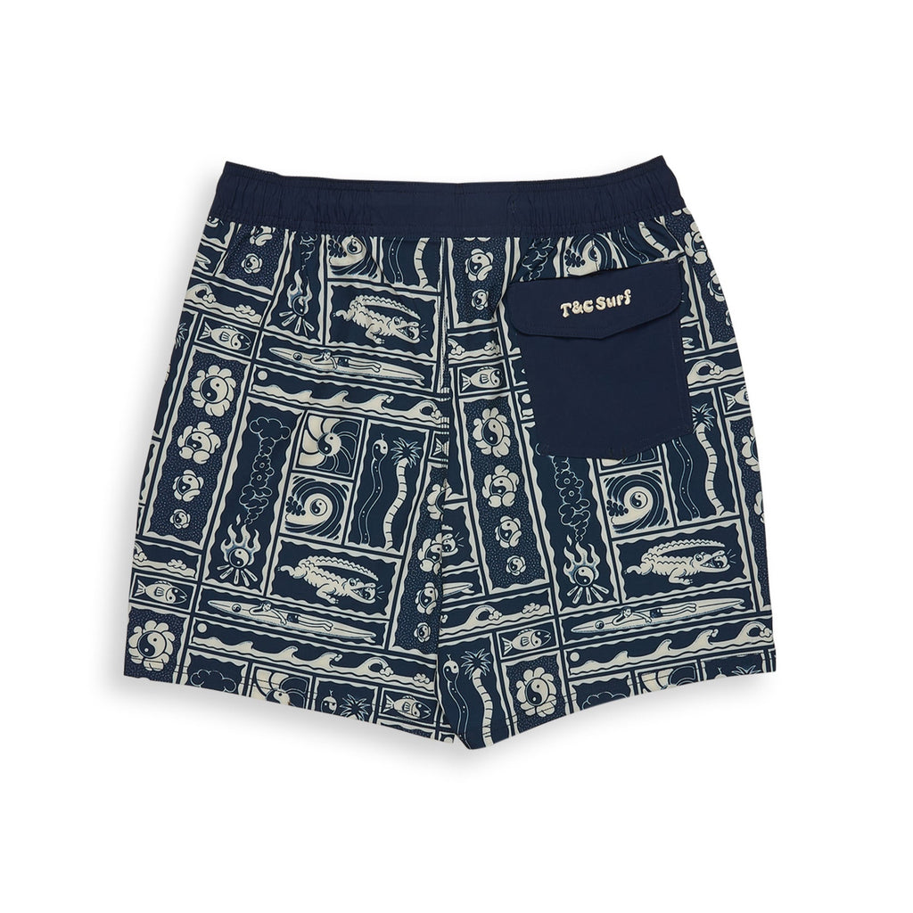 T&C Surf Designs Aloha Elastic 17.5" Beach Short - Navy
