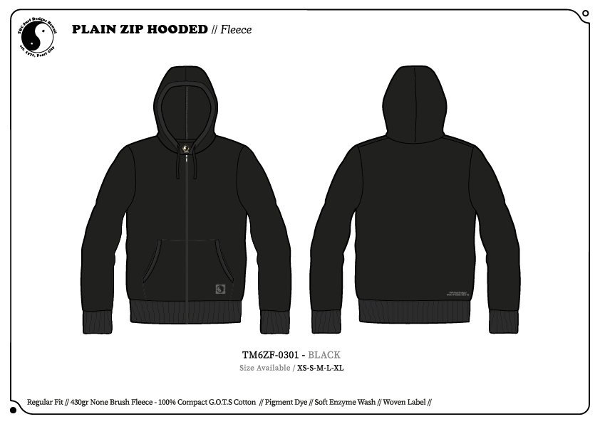 T&amp;C Surf Designs Plain Full Zip Hooded - Black