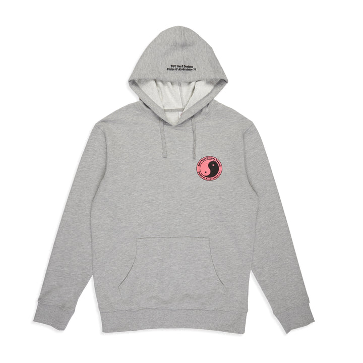 T&C Surf Designs Essential Hooded Fleece Heather Grey Pink Logo