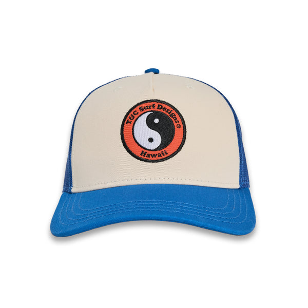 T&C Surf Designs YY Multico Trucker Cap - Bright Blue Natural Used Red Logo