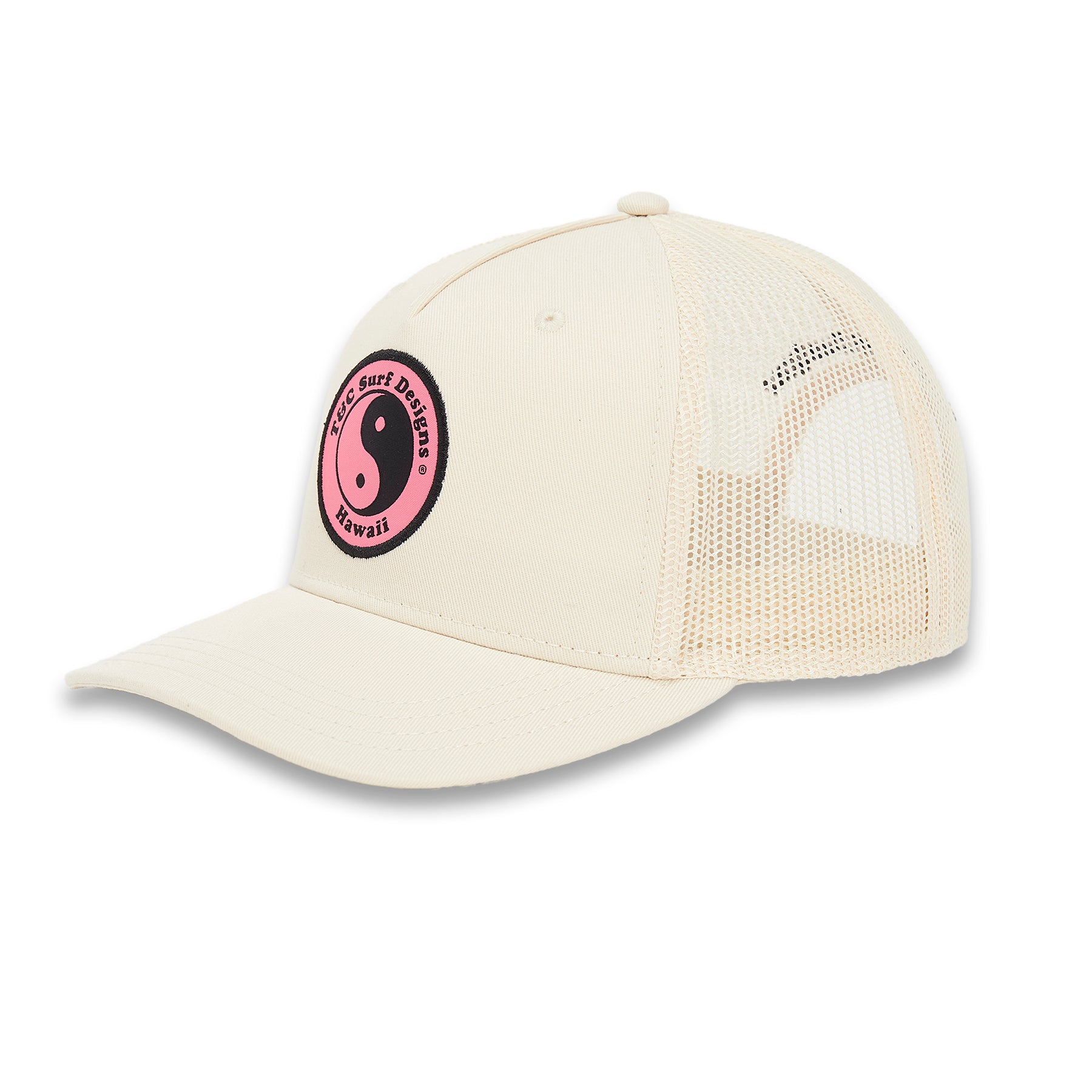 T&C Surf Designs YY Trucker Cap - Natural Natural Pink logo