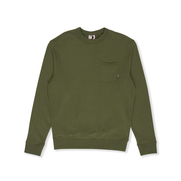 T&amp;C Surf Designs YY 71 Pocket Crew Sweat-Military Green