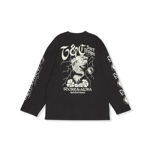 T&amp;C Surf Designs Koï Lightning L/S Tee-Fatigue Black