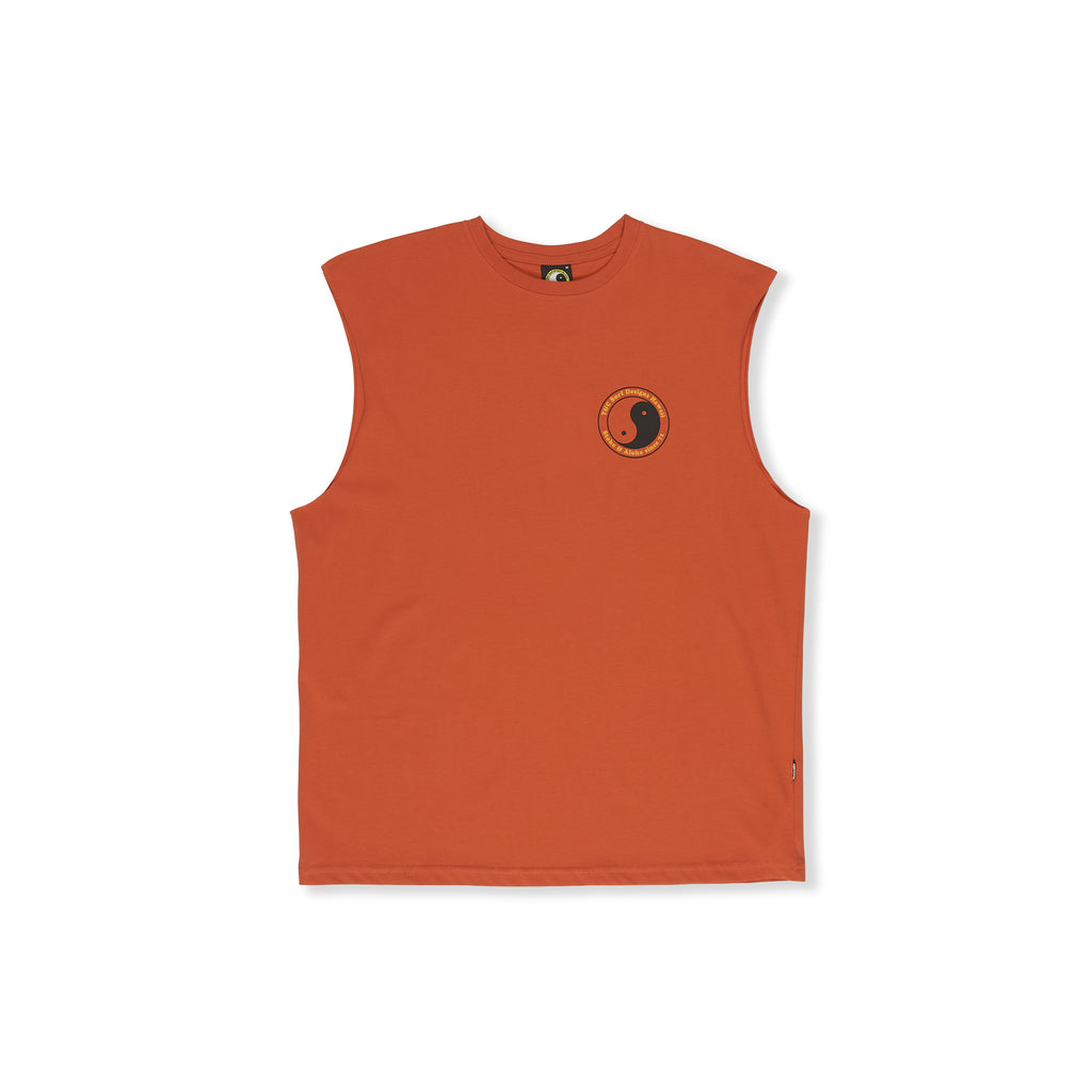 T&amp;C Surf Designs YY 71 Logo Muscle Tee-Rust