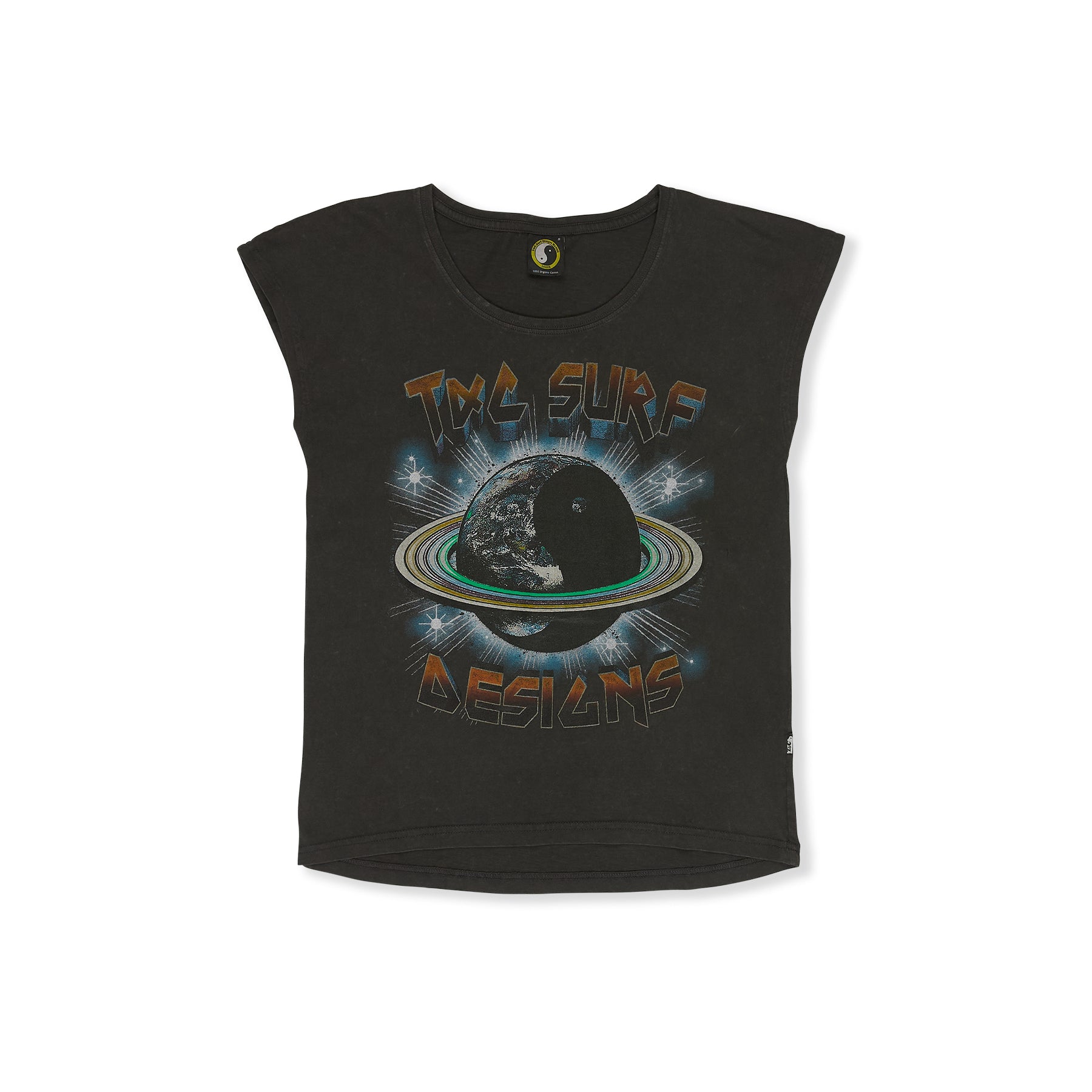 T&C Surf Designs Planet Muscle Tee-Wash Black