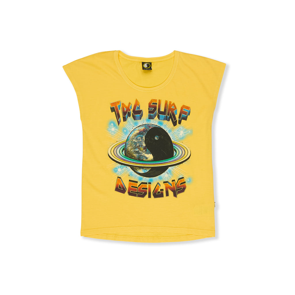 T&C Surf Designs Planet Muscle Tee-Washed Yellow