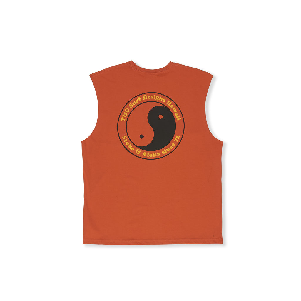 T&amp;C Surf Designs YY 71 Logo Muscle Tee-Rust